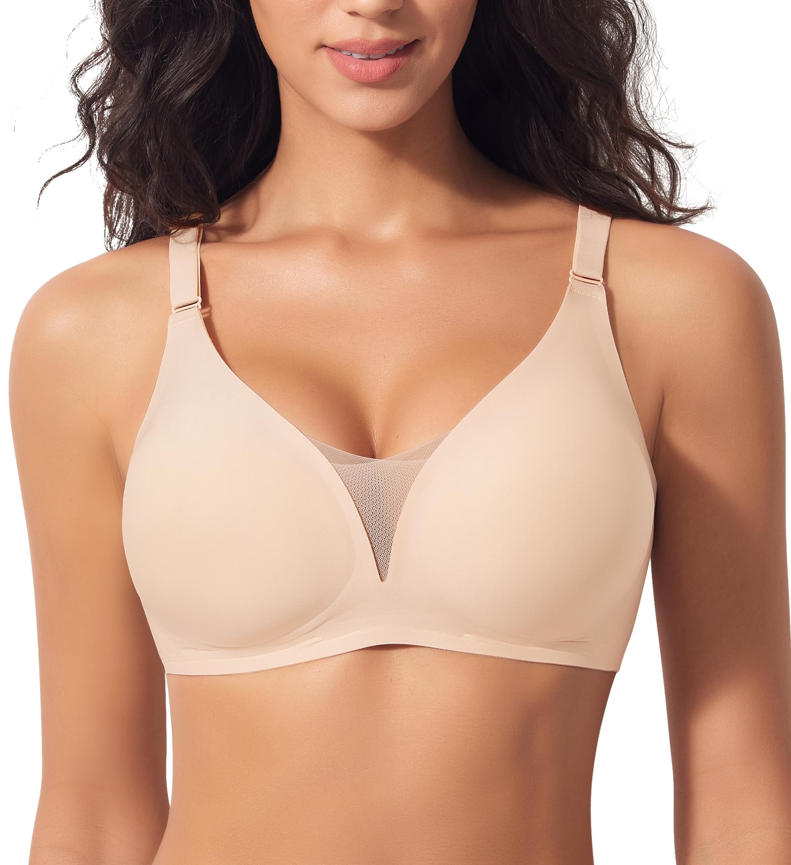 Ganado Damen BH Tiefem V-Ausschnitt Nahtloser BH Ohne Bügel Push Up BHS Bralette Soft Bequem BHS Bügellos Bustier