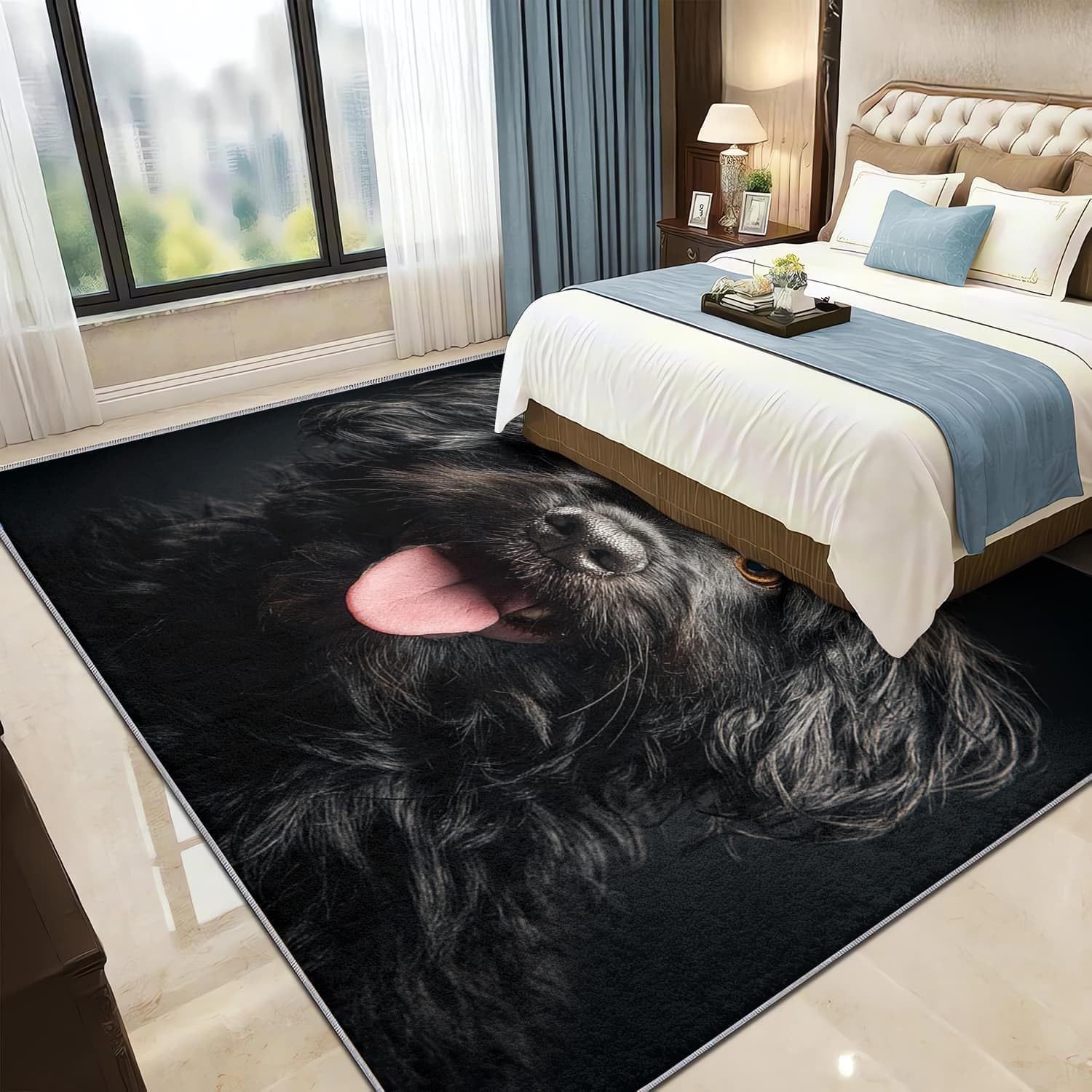 Generico Tappeti Salotto Passatoia 80x150cm Primo Piano Di Un Cane Di Peluche Pelo Corto Morbido Tappeto Camera da Letto Antiscivolo Tapeto Nero Tappeto Bambini Motivo lavabile a Tapeto Stampato