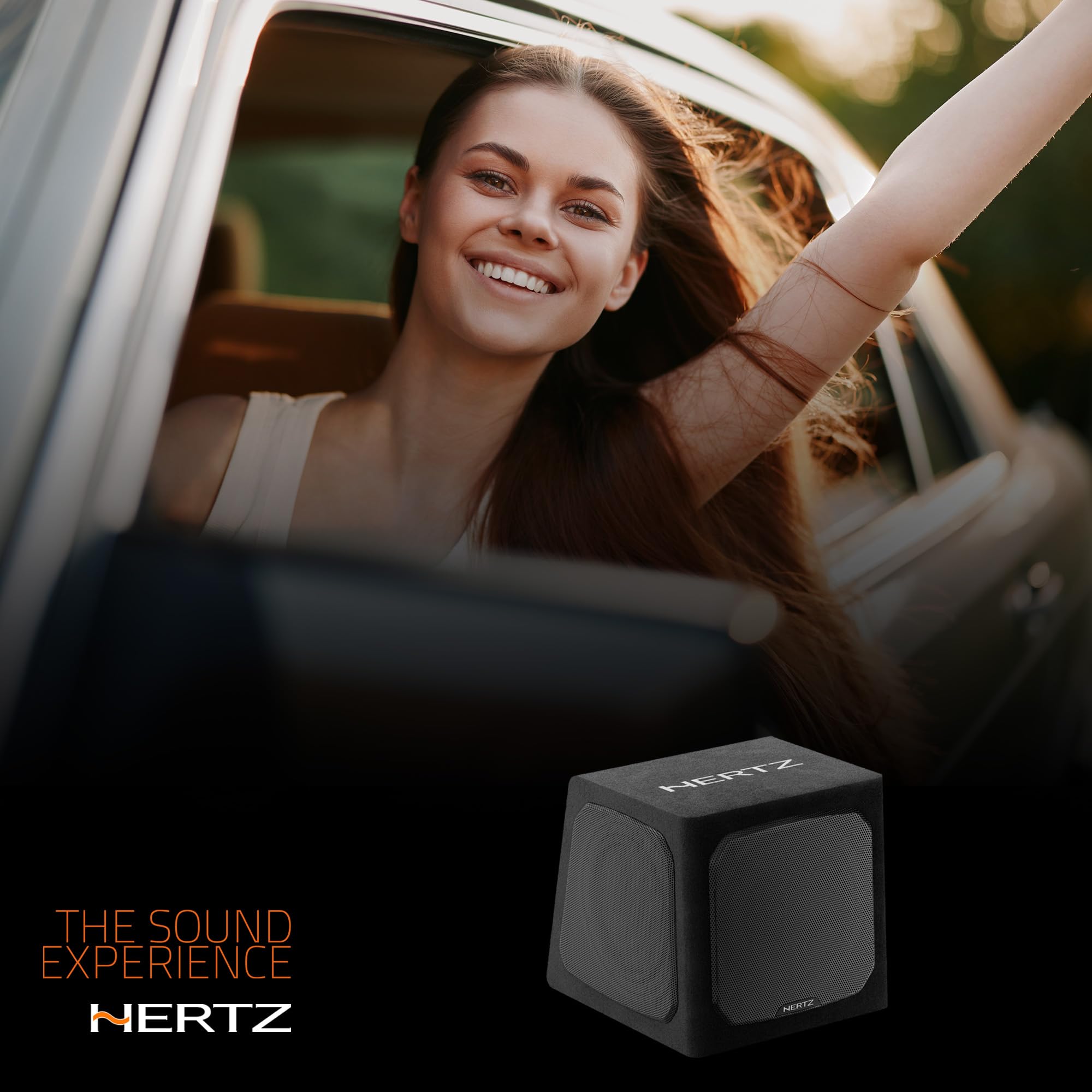 Hertz DBA 201 – Subwoofer amplificato da 200mm in box reflex per auto, 440W Peak, amplificatore integrato classe AB con filtro passa-basso e bass boost regolabile. Controllo remoto incluso.