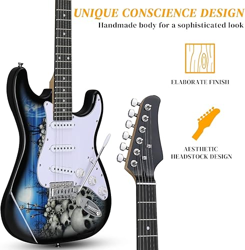 Miniatura 4 de Ktaxon Guitarra eléctrica de 39 pulgadas, kit de guitarra de cuerpo sólido para principiantes de tamaño completo con correa de bolsa de concierto,