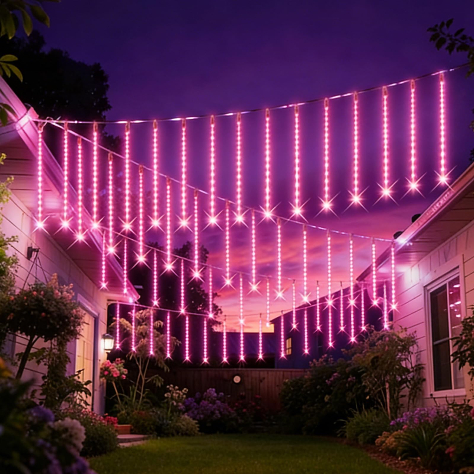 Aartner Solar String Festoon Lights Outdoor - 40CM 8 Tubes Meteor Shower Rain Lighting, Waterproof Christmas Lights for Gazebo Wedding Party [Energy Class A]