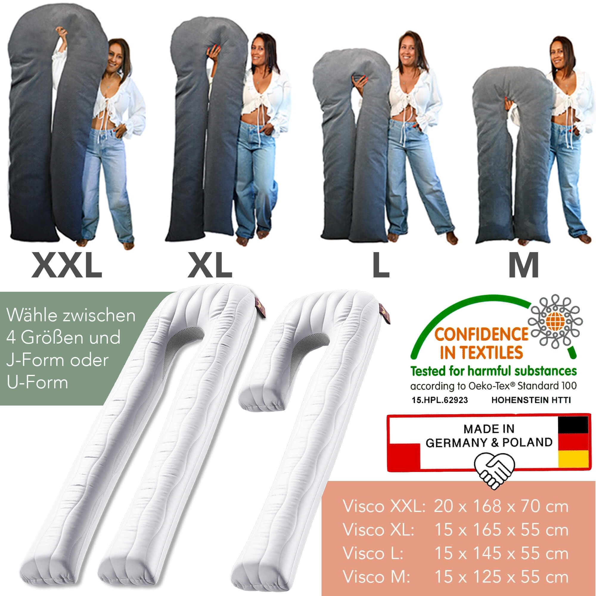 Traumreiter Seitenschläferkissen Visco M Wendekissen Memory Foam Orthopädisch Schwangerschaftskissen Stillkissen XXL Komfortkissen Bezug Perl Weiß Deluxe