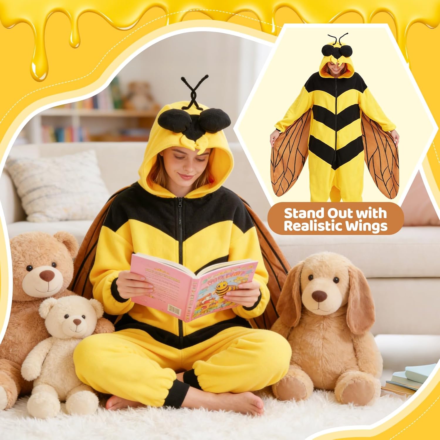 Bee Onesie Pajamas,Bee Costume Animal Costume Adult