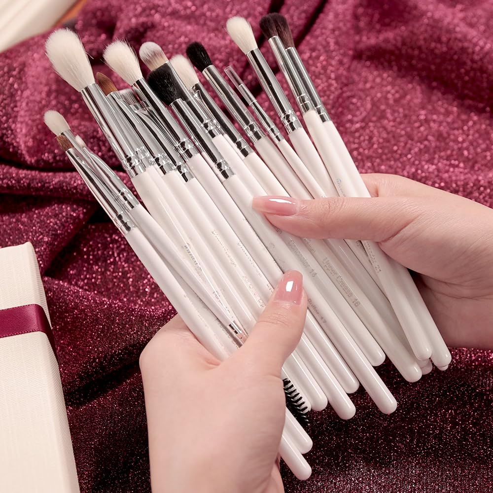 Everyday Essentials Make-up-Pinsel-Set für Lidschatten, Augenbrauen, Liner, Wimpern, natürliches Haar, Mischpinsel, hochwertiges Ziegen- und Ponyhaar, 16-teilig