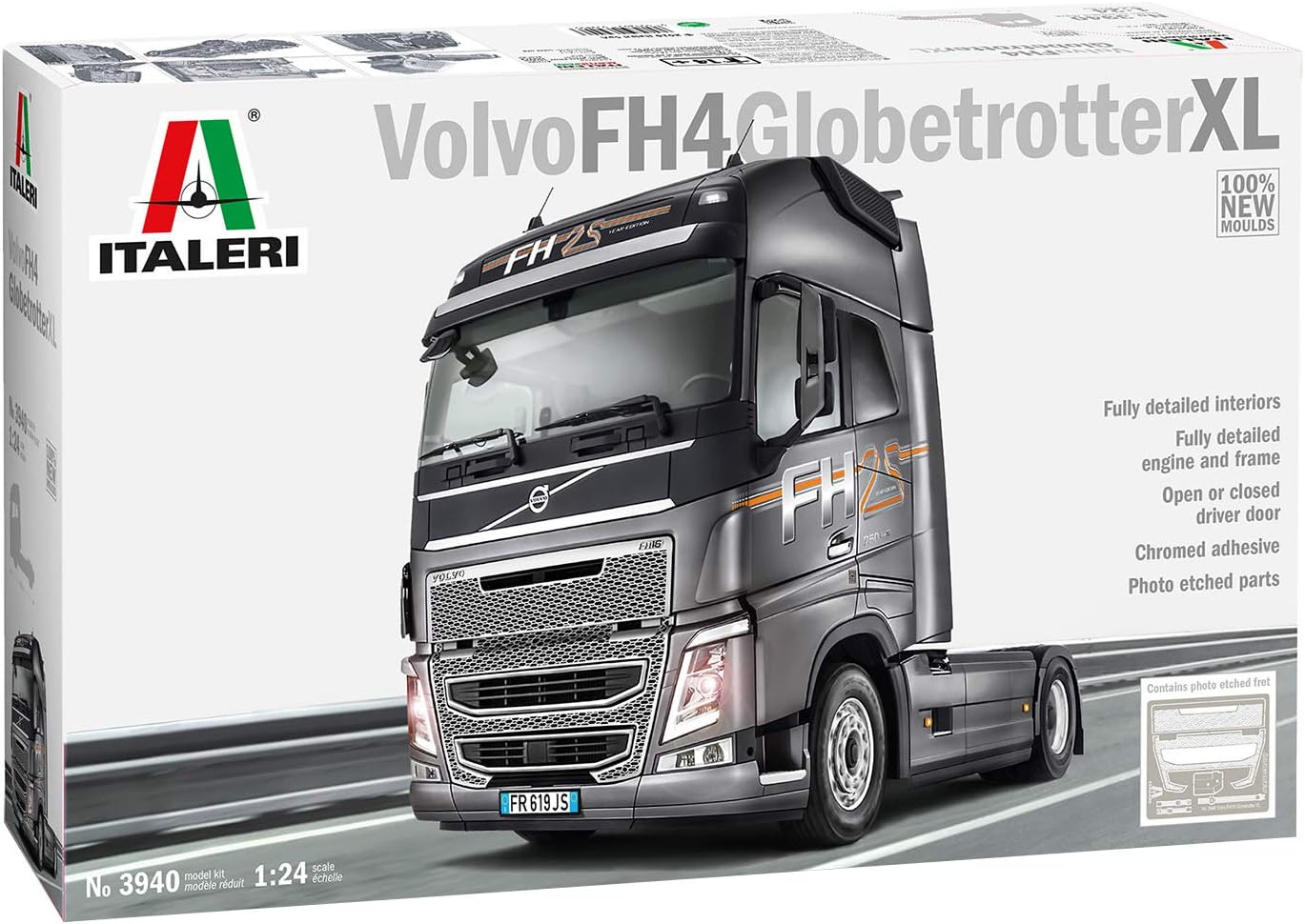 3940S - 1:24 Volvo FH4 Globetrotter XL, model making, kit, stand model making, crafts, hobbies, gluing, plastic kit, detailed, unpainted