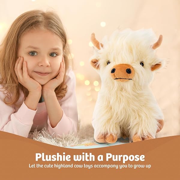 Marysun Microwavable Highland Cow Stuffed Animal - Weighted Stuffed Animal Plush, Heating Pad for Period Cramps, Cozy Gift for Girls|Women|Kids|Elderly People - 5