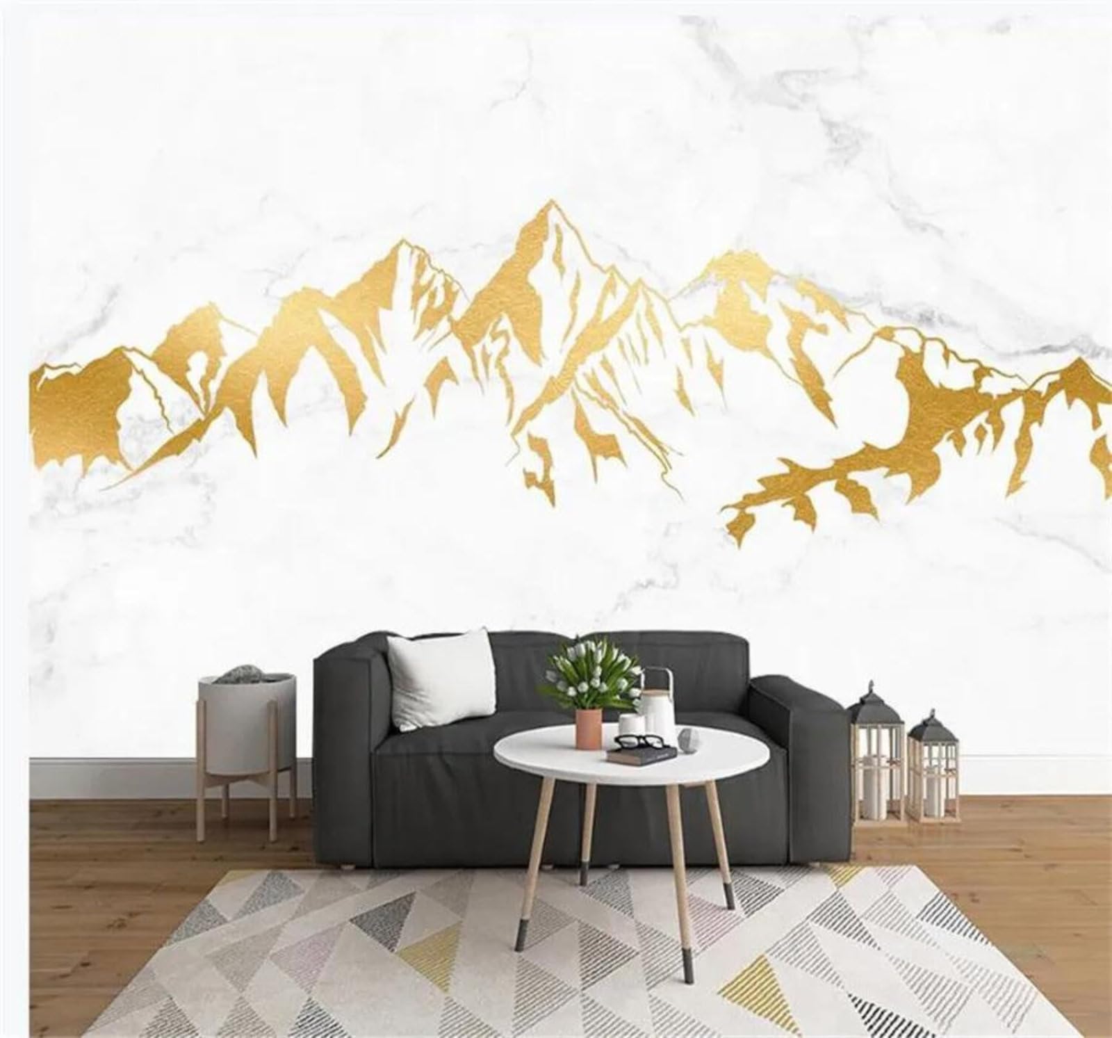 Tzxztt 350Cm×256Cm(B×H) Three Dimensional Unique Artistic Marble Jazz White Modern 3D Wallpaper Premium Textured Silk Neutral Tones Material Ideal For Living Room Bedroom-350Cm×256Cm