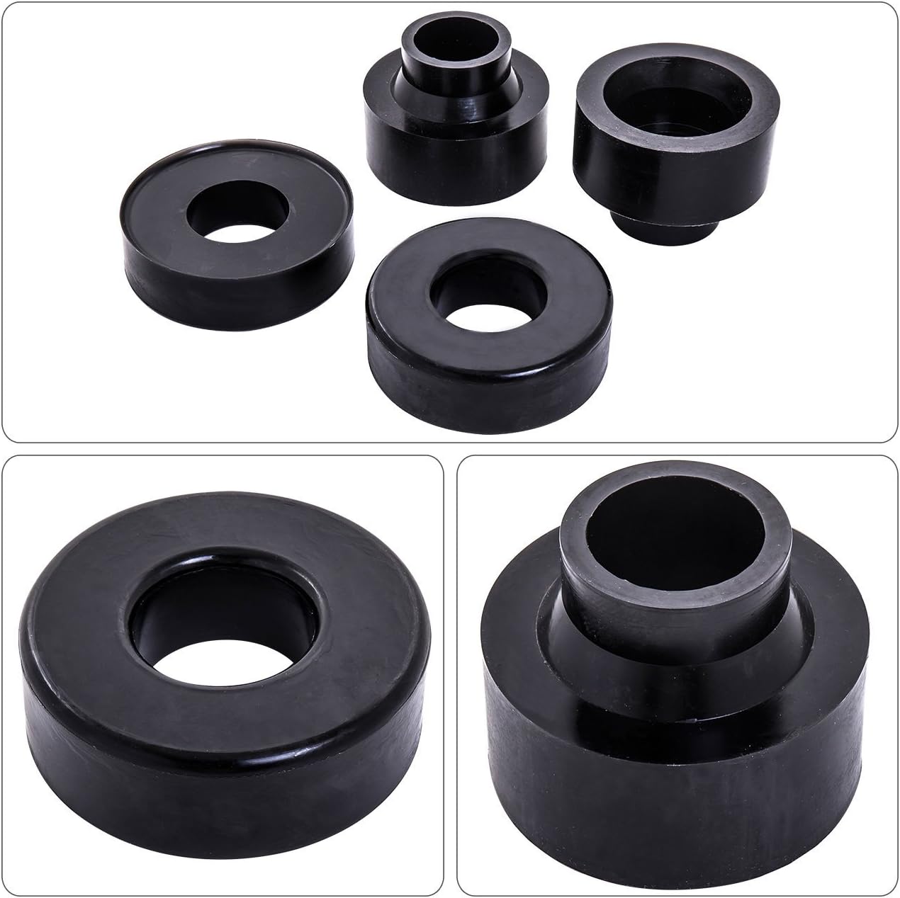 AJP Distributors 2" Front + 2" Rear Full Leveling Lift Kit Coil Spring Spacers Polyurethane Black Compatible/Replacement For Grand Cherokee WJ 4WD 2WD 1999 2000 2001 2002 2003 2004 99 00 01 02 03 04