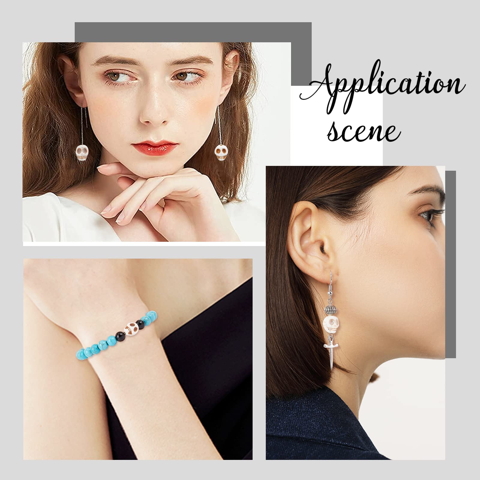 NBEADS 200pz Perline Acriliche Teschio, Perline Colorate Opache Perline A Testa di Scheletro Distanziatore Perline Sciolte per Halloween Giorno dei
