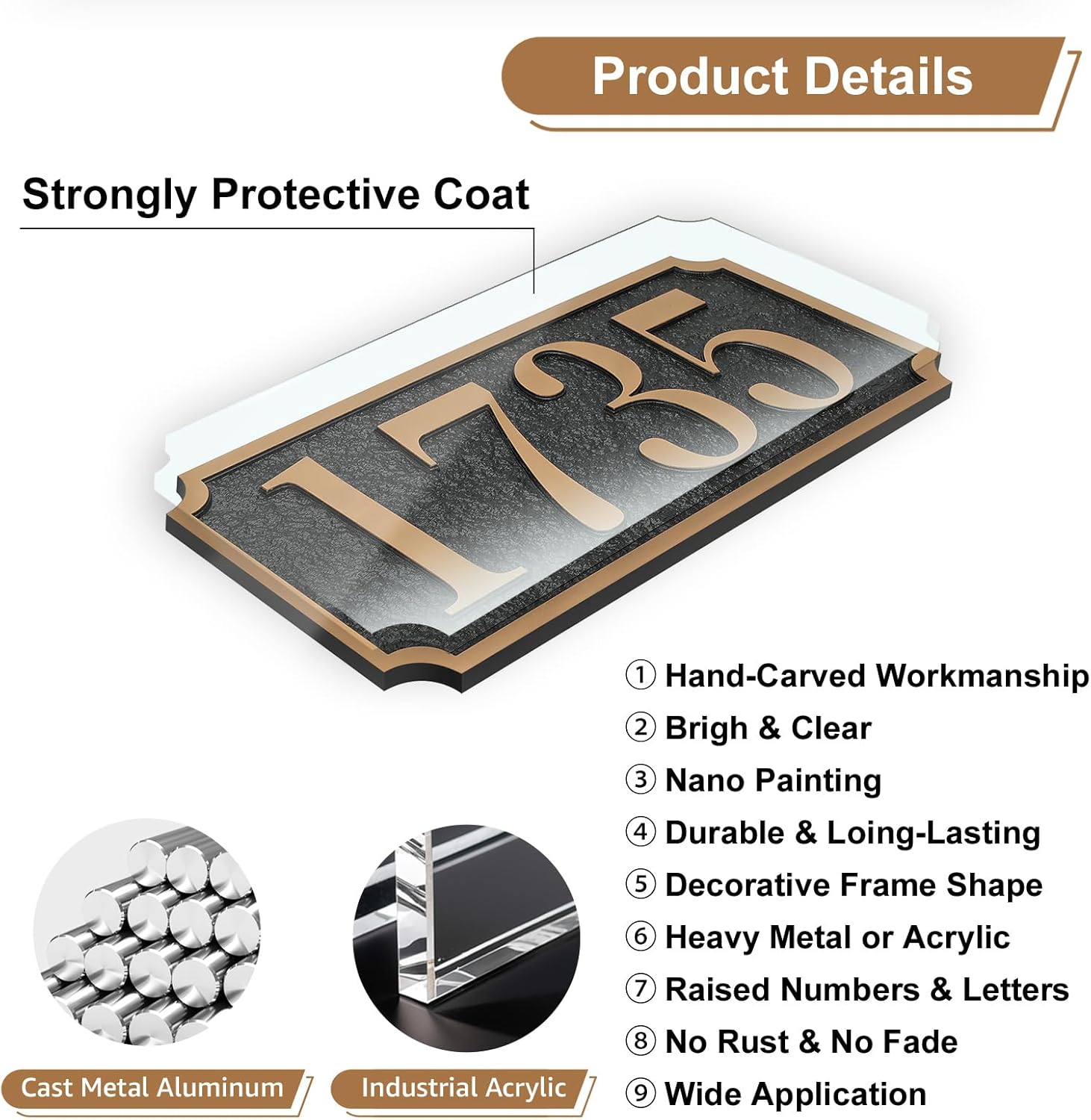Address Plaque Notched Style - 12'' x 5.9'' Custom Address Sign for House,House Number Plaque Sign for Outside House,Driveway,Mailbox Easy Installation Metal & Large Options (Style 5)