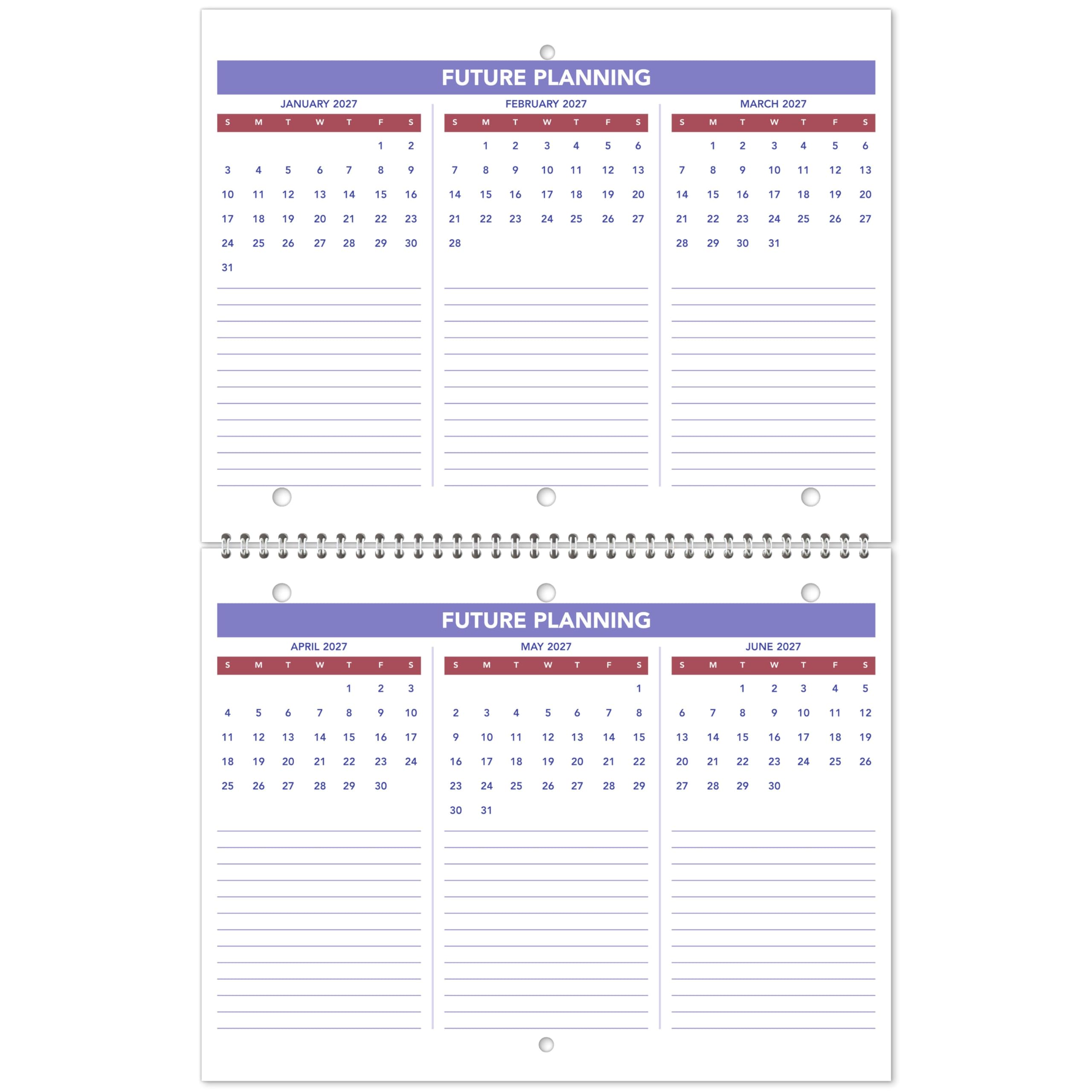 AT-A-GLANCE Calendario de pared 2026, 8.5 x 11 pulgadas, pequeño, bloques sin rayas, mensual (PM1702826)