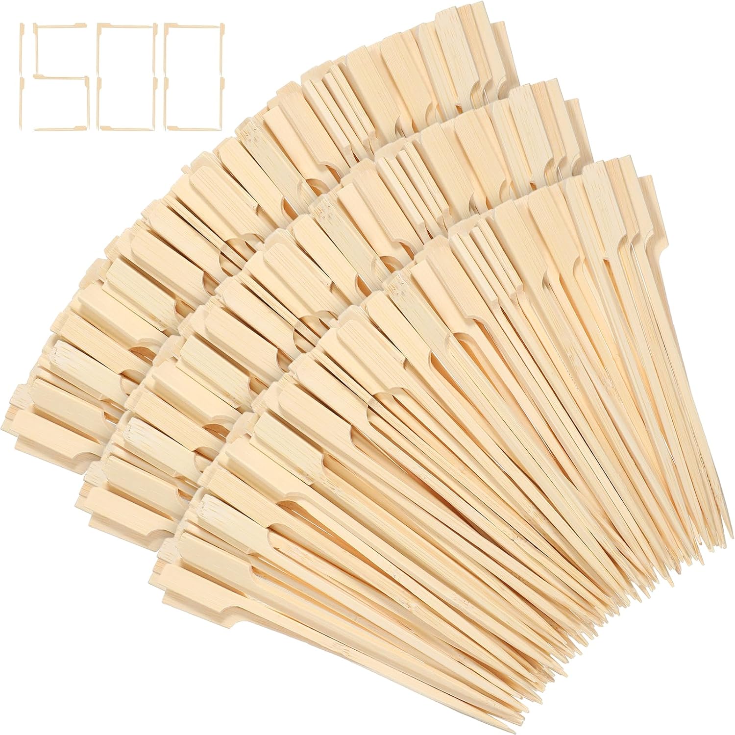 1500 Pcs 6" Bamboo Skewers for Appetizers, Cocktail Picks Flat Paddle Stick