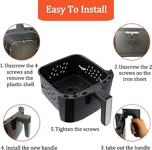 Miniatura 7 de Piezas de repuesto de mango para freidora de aire Power XL Vortex Pro Plus 8QT4QT6QT, mango de freidora de aire premium para freidora de aire Power