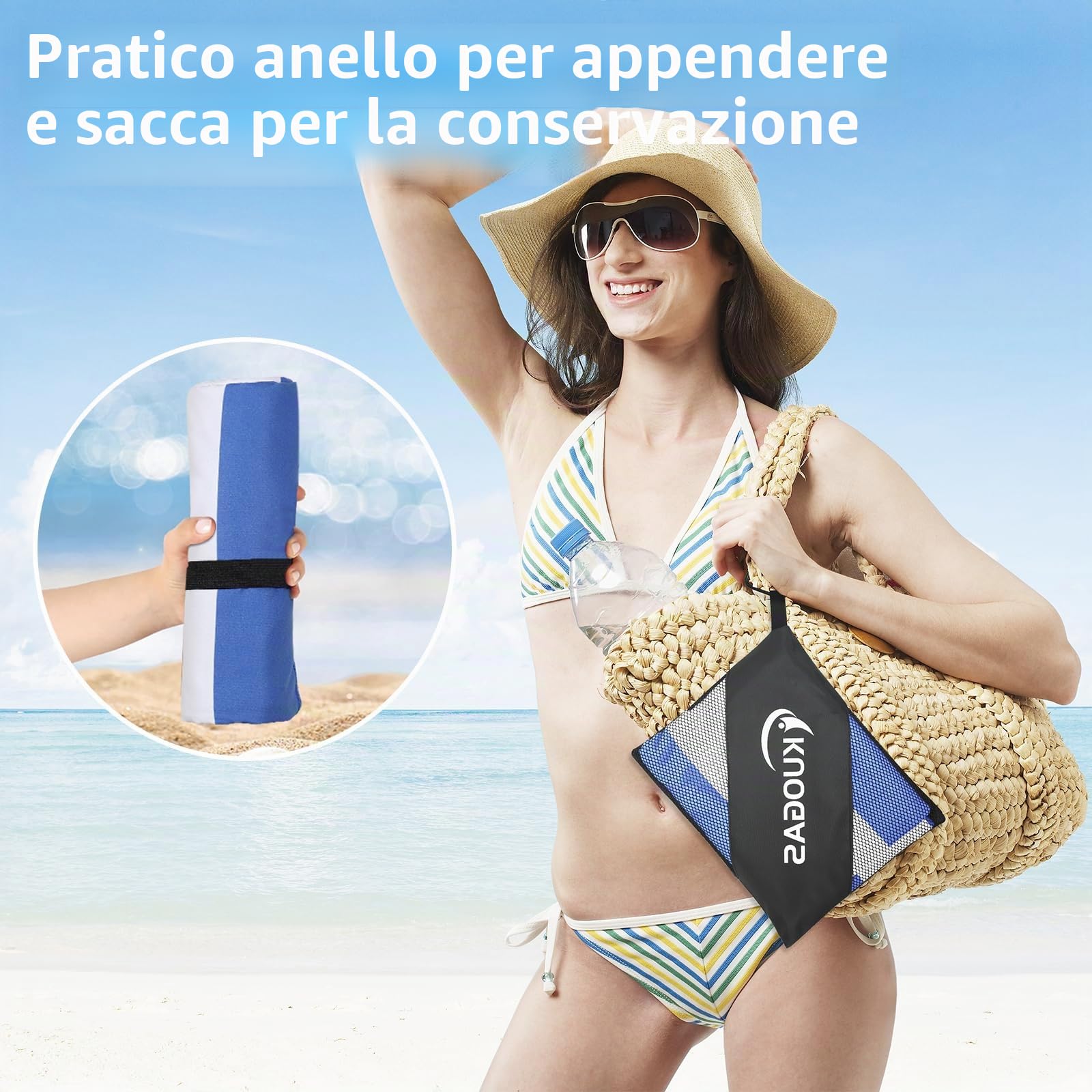 Vortix Telo Mare xxl 200 x 100 cm, Asciugamano Grande In Microfibra Ad Asciugatura Rapida, Telo Bagno Senza Sabbia, Coperta Da Spiaggia Donna (blu scuro)