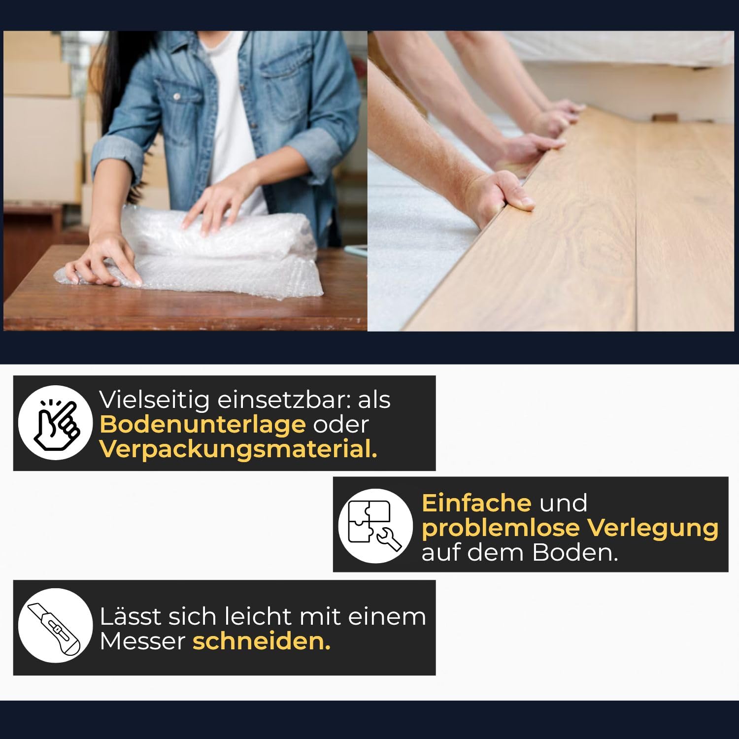 Trittschalldämmung aus PE-Schaumfolie 2mm 100 m² Rolle Dämmunterlage Laminatuterlage und Parkettunterlage Fußboden leicht zu schneiden - 1 m x 100 m 1 Rolle
