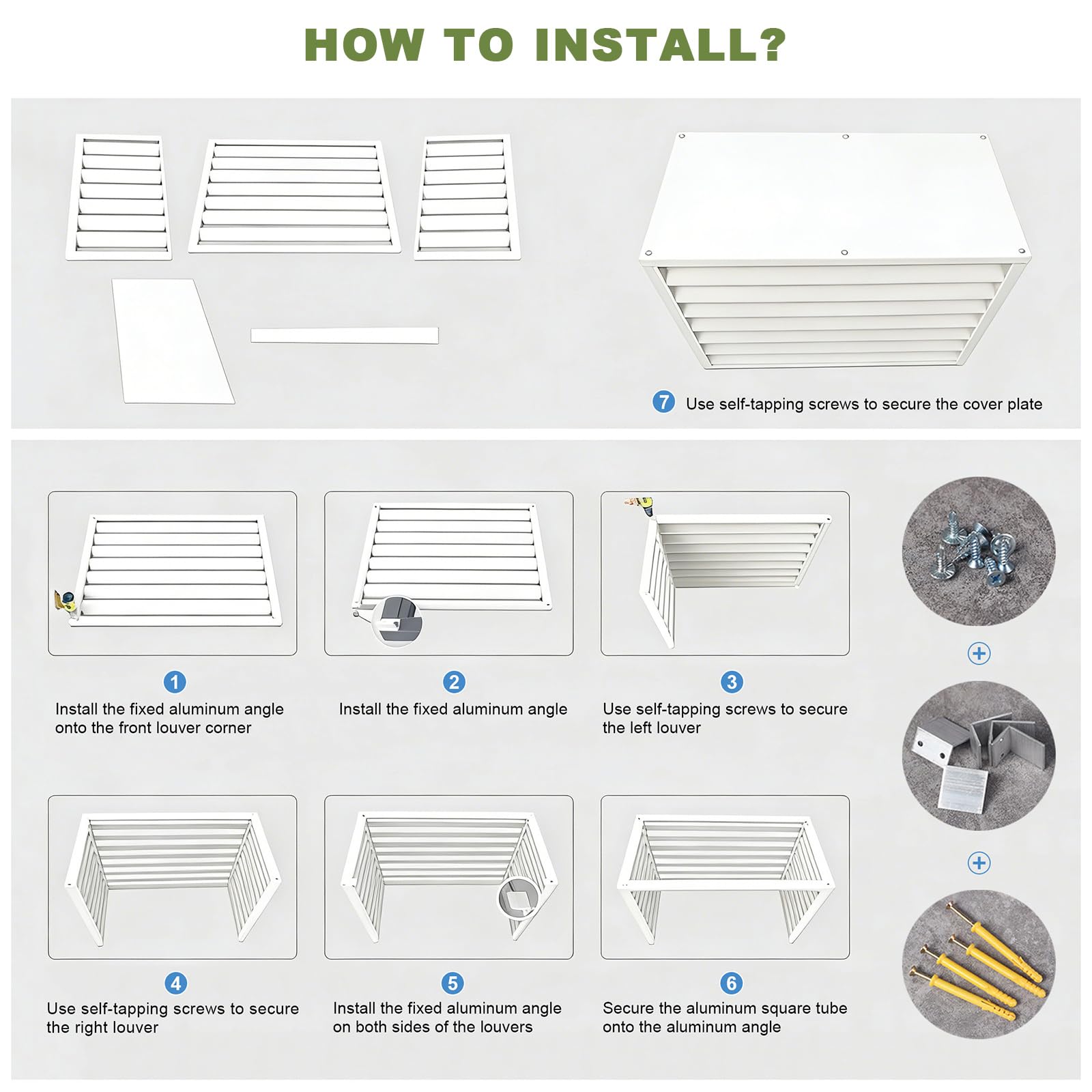 Générique Cache Climatiseur Exterieur Aluminium Cache Clim Extérieur avec Plateau Supérieur Protection de Unité Extérieur pour Pompe À Chaleur pour Balcon Jardin Terrasse