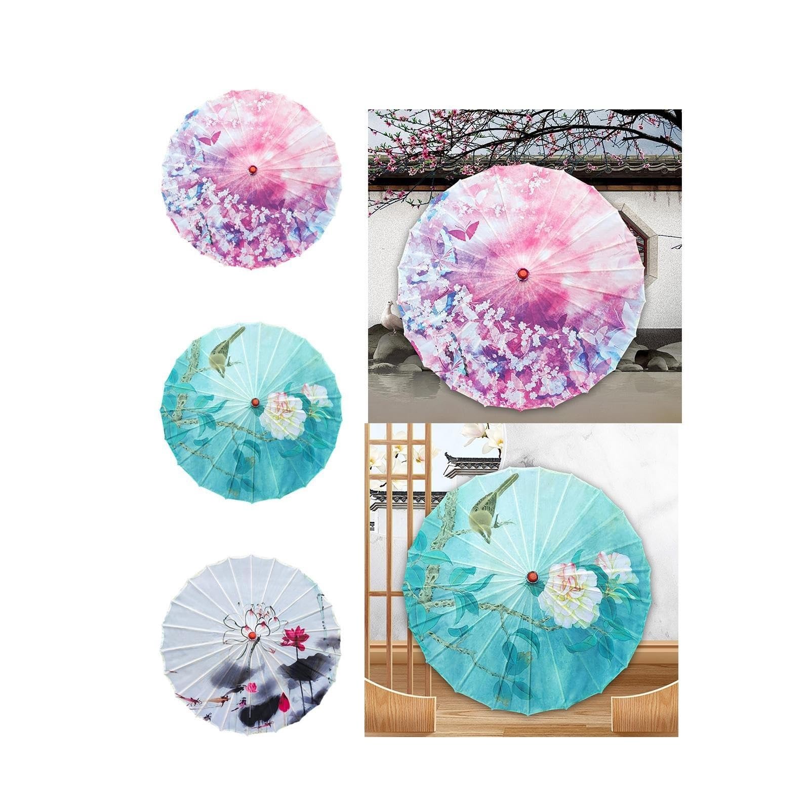 Oiled Paper Umbrella Dancing Props Oil Paper Parasol for Cosplay Dance Recitals Performance Wedding Music Festivals per Costumi Matrimonio Festa Oggetti di Scena Scen(Pink)