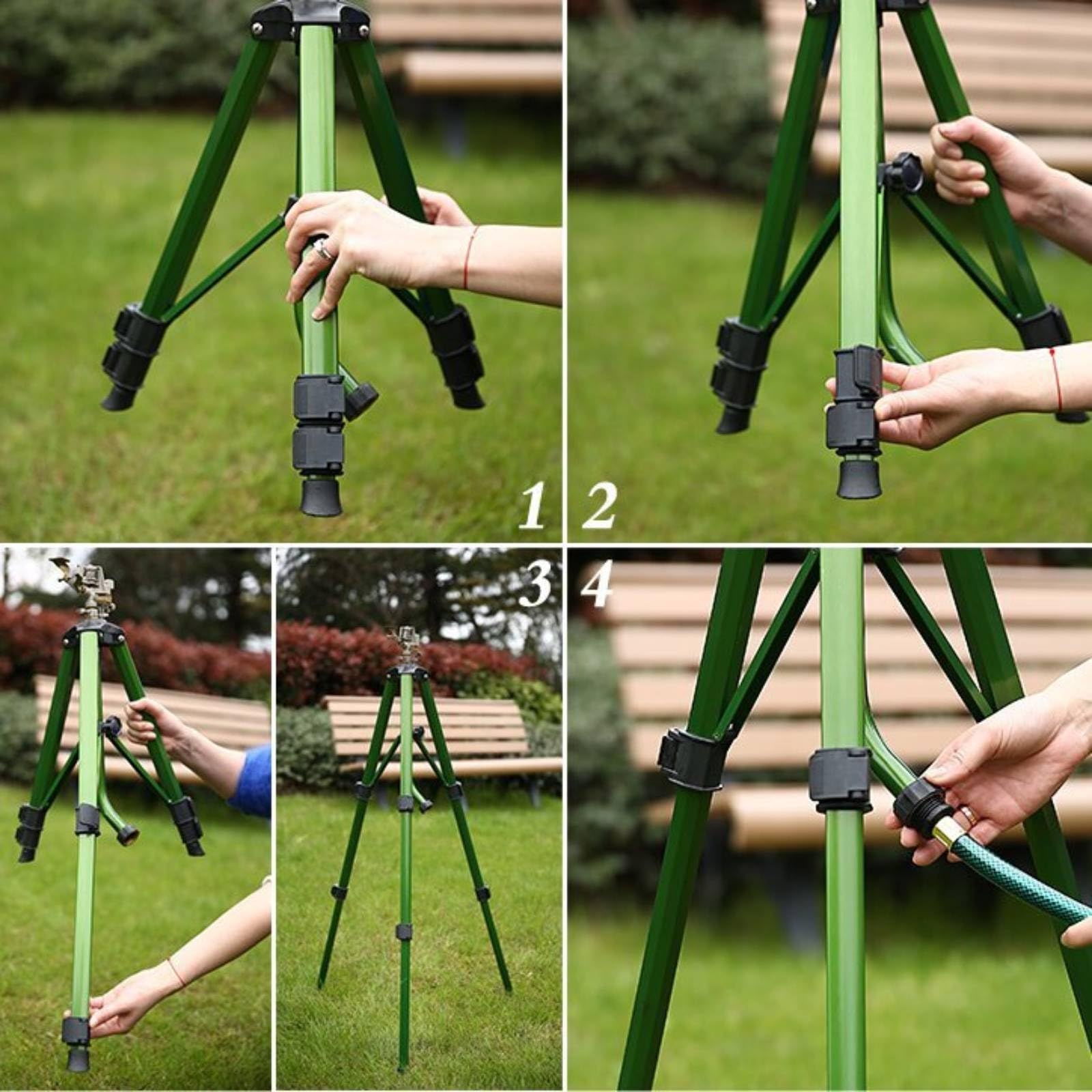 Verstellbarer Dreibein-Sprinkler Höhenverstellbar Einstellbarer Garten-Sprinkler Winkelverstellbar Metall-Rasensprenger