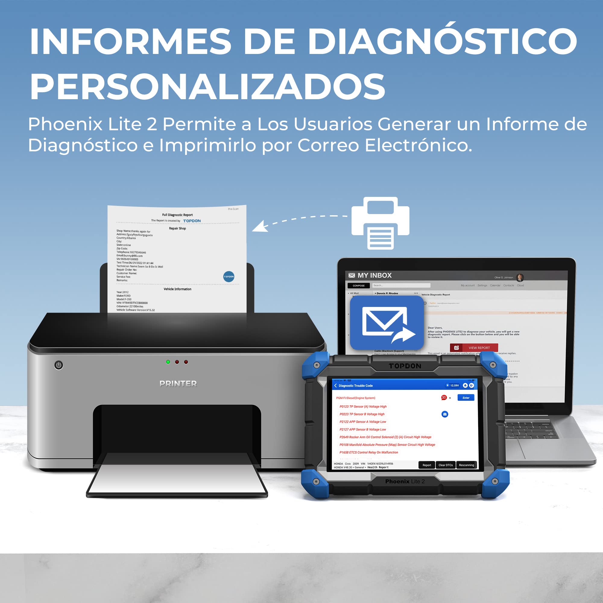 TOPDON Diagnosis Coche Multimarca,Phoenix Lite 2 Diagnóstico de Todos Los Sistemas de Nivel OE,28+ Funciones de Servicio de Mantenimiento,Codificación en Línea ECU,Control Bidireccional