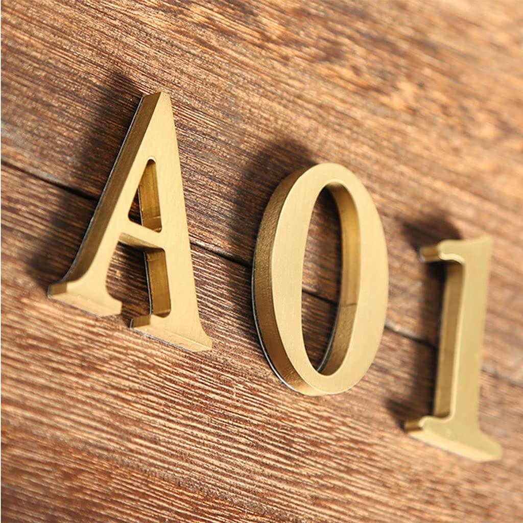 Numero Adesivo Porta In Ottone Dorato 6,4 Cm | Design Svitato, Stile Nordico Per Hotel, Villa E Dormitorio