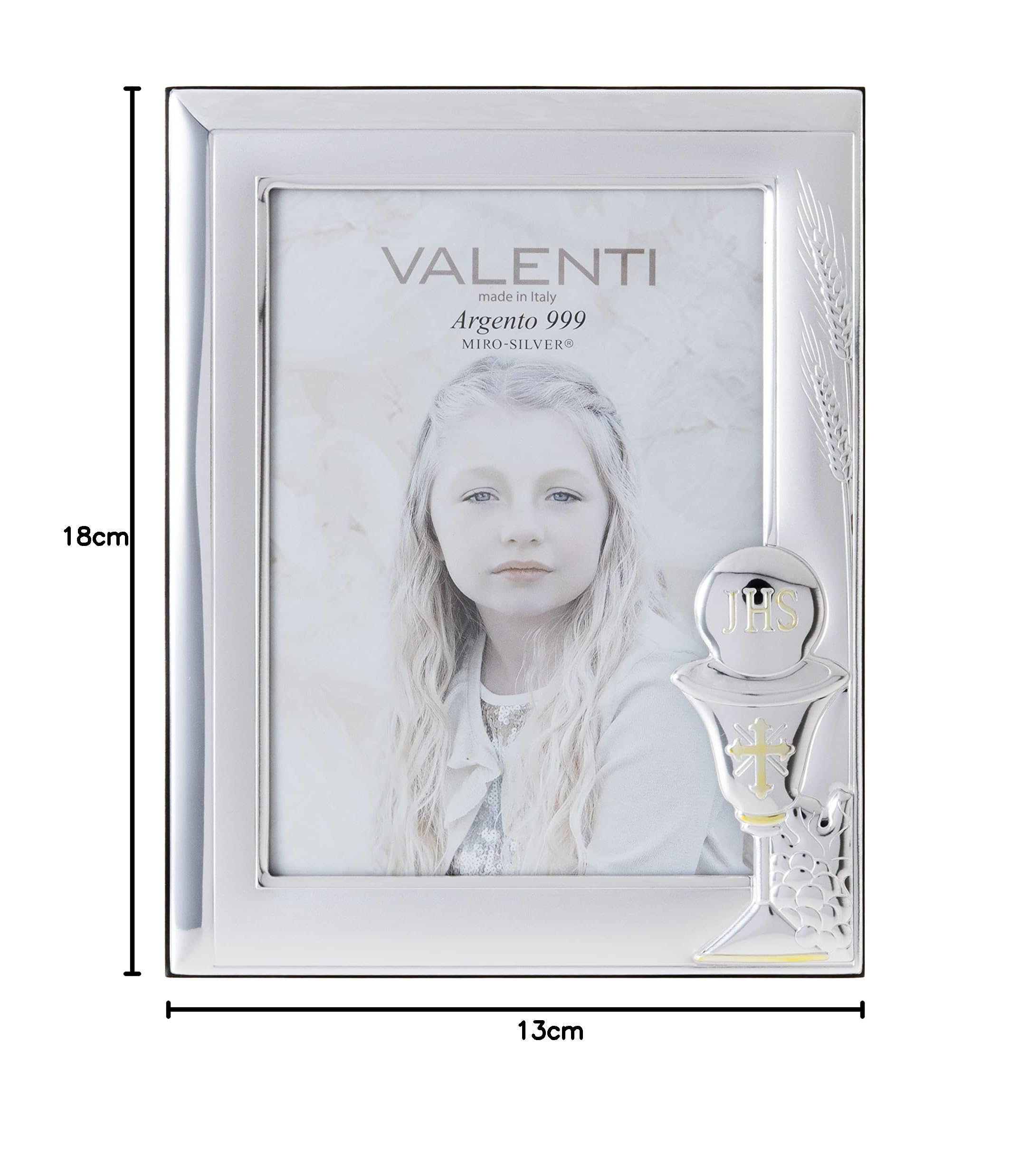 Valenti&Co – Cadre photo en argent 13 x 18 cm, parfait comme idée cadeau pour une première communion ou une famille d'amis ou de famille