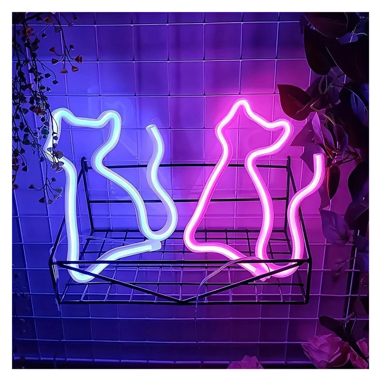 LED néon signe Enseigne Lumineuse En Forme De Chat Alimentée Par USB Pour Chambre À Coucher Salon Festival Fête Mariage Anniversaire Salle De Jeux Décoration 17cmx23.5cm(B)