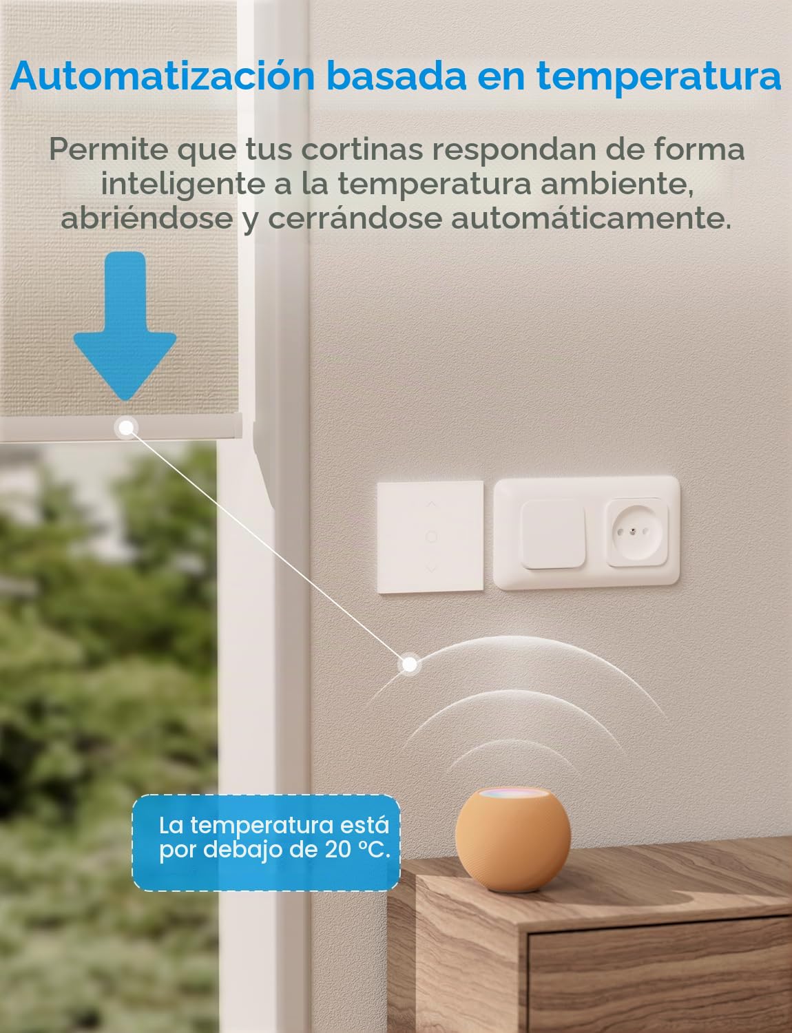 meross Matter Interruptor Persiana WiFi 80x80mm, Compatible HomeKit/Alexa/Google, Control Porcentaje/Voz/App/Programación, Control Local sin Internet, Respuesta Milisegundos (Necesita Neutro)