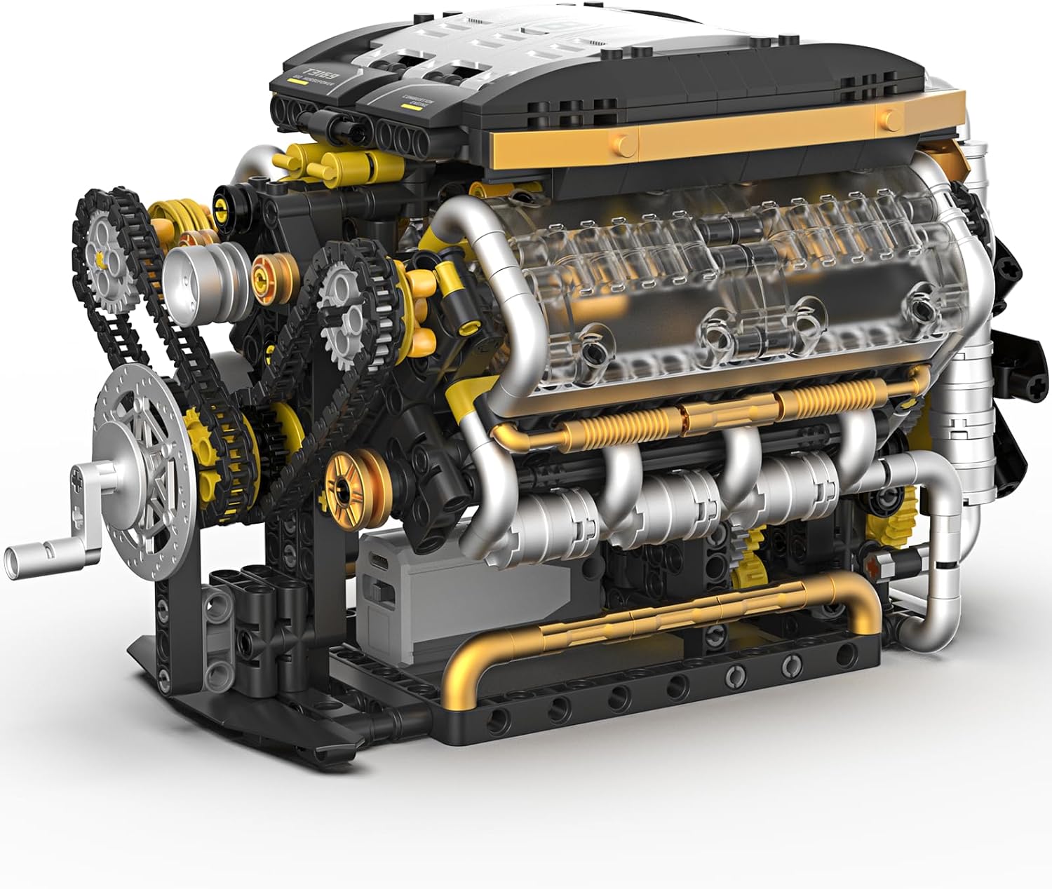 KAREI V8 Ensemble de construction de moteurs, kit de modèles de moteurs V8 qui fonctionnent avec deux modes de travail manuels et électriques, un kit de moteurs de construction V8 fonctionne dans 2 directions et 2 vitesses, cadeaux pour les jouets de tige pour 14 ans et plus (1 065 pièces)