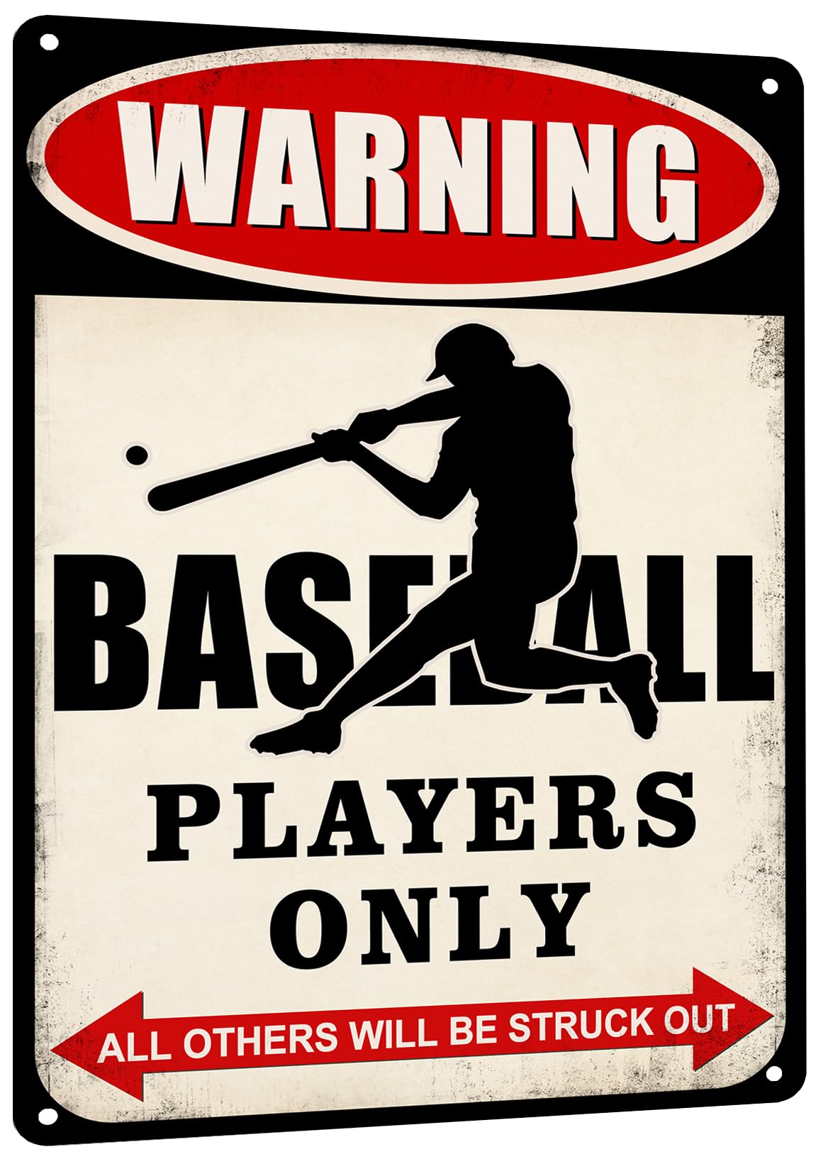 SMAZDFXX Baseball Themed Tin Sign - Wall Art Poster for Boys Bedrooms - Metal Decor with Player-Exclusive Warning Design Baseball Players Only Funny Sign 8"x12"