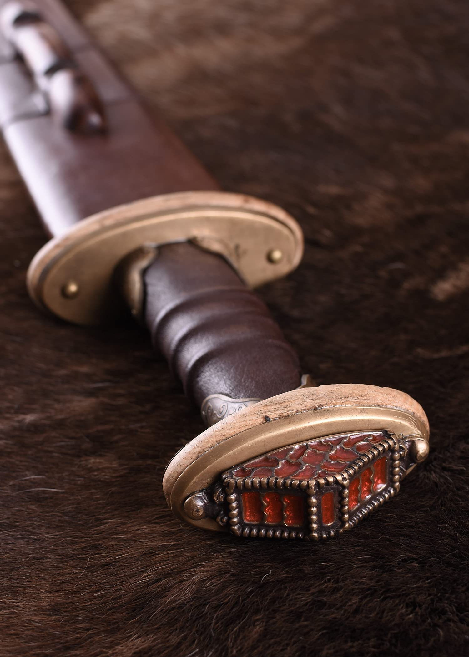 Battle-Merchant - Früh-Angelsächsisches Schwert mit Scheide, Sutton Hoo, ca. 7. Jh. - Dekorative Waffe aus Federstahl EN45 - ab 18