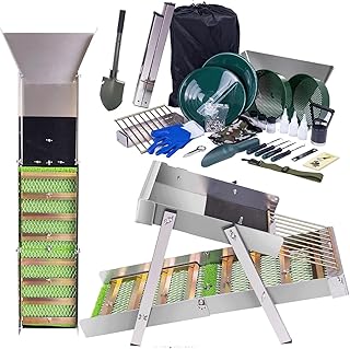 Jiawu Complete Gold Panning Kit, Folding 50 Inch Gold Sluice Box, Gold Prospecting Kit, Portable Aluminum Alloy Gold Minin...