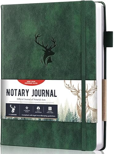 molekaus Diario de notario, libro de notario, 7 x 9.5 pulgadas, libro de registro de notario con 236 entradas de registro, diario público notario de