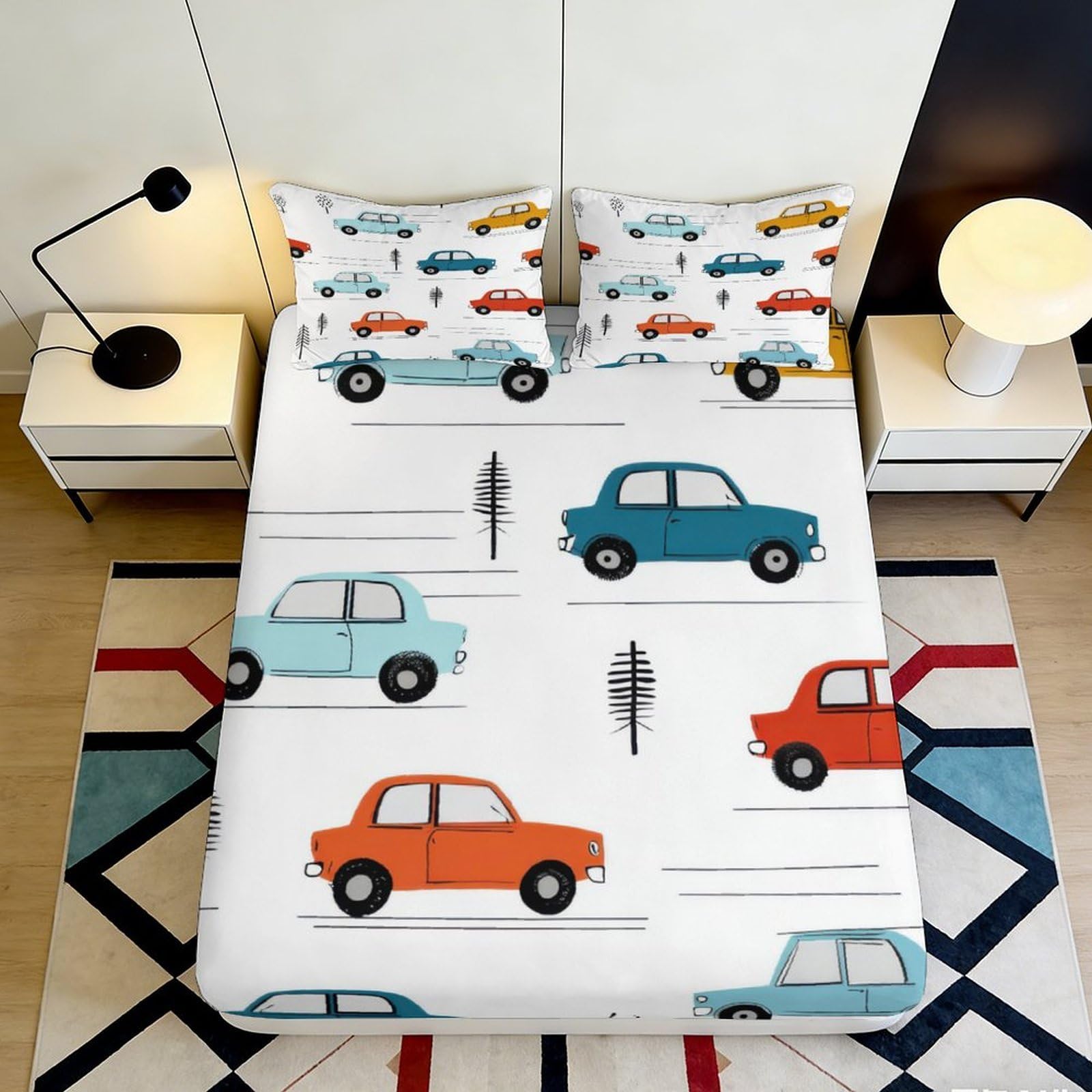 3D Printed Nautical Fitted Sheet Microfiber Deep Pocket Bedroom Bedding Marine Mattress Fitted Cover Elastic Hem 90x200x25cm