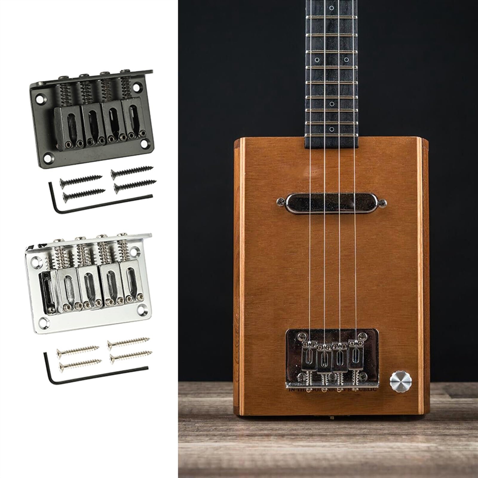 Juego De Puente Para Guitarra Eléctrica Puente De Sillín De Guitarra, Sillín De Guitarra Ajustable, Pieza Trasera Para Guitarra Eléctrica, Instrumento Musical (Color : Black)