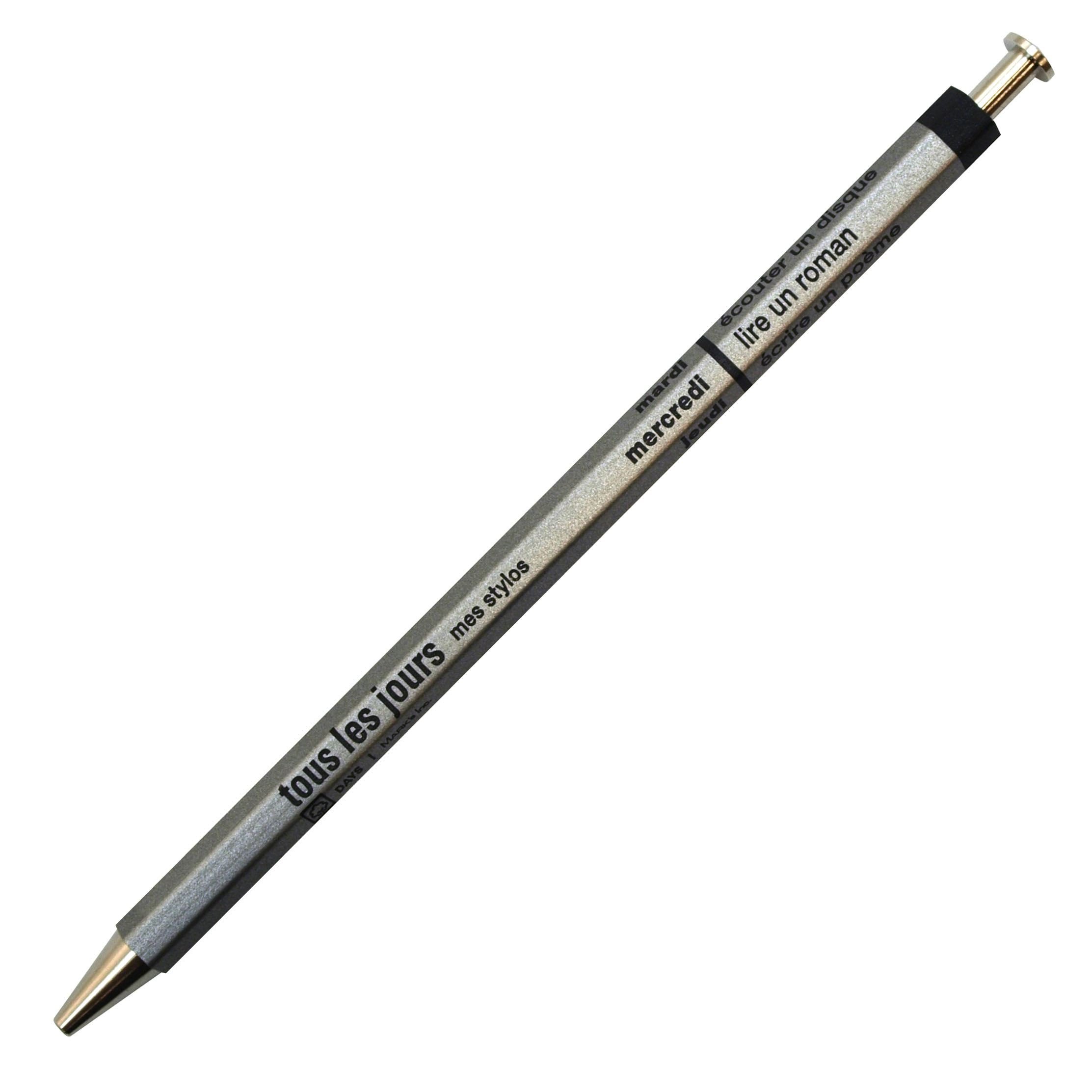 Mark's Days Tous les Jours Ballpoint Pen Made of Wood and Metal in Silver with a 0.5 mm Tip DAY-BP1-SV