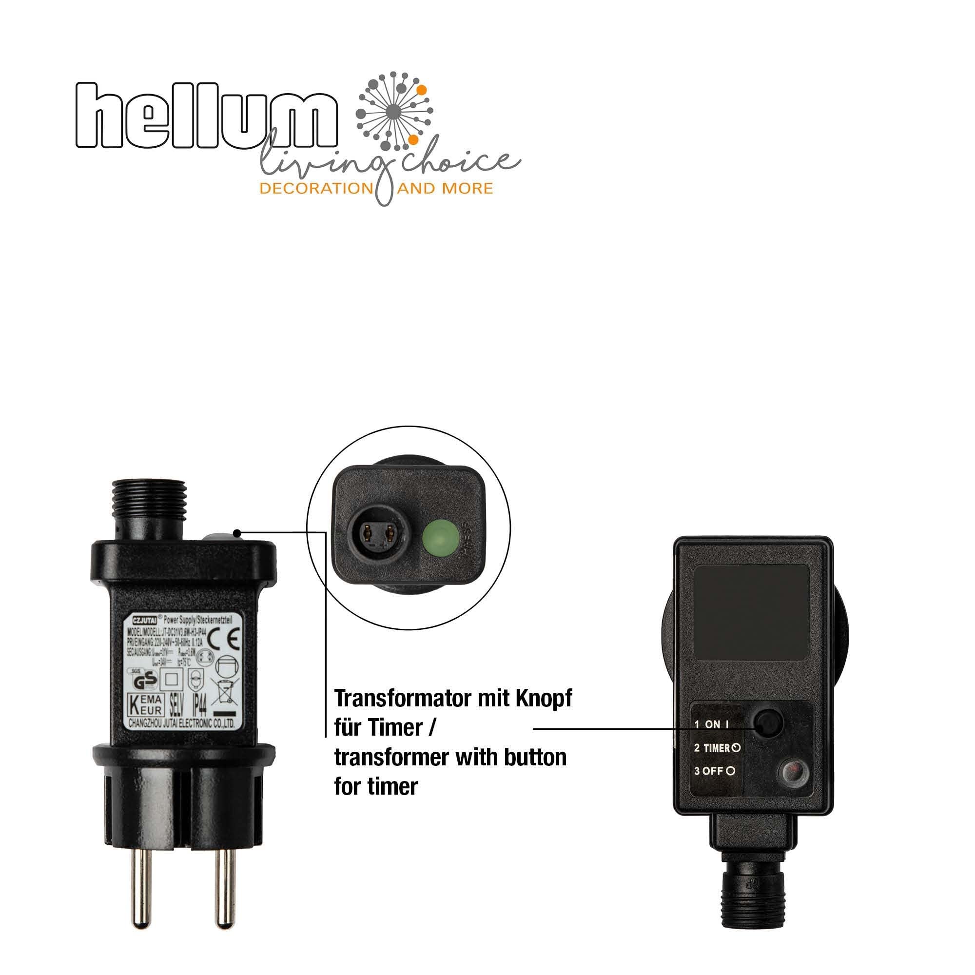 hellum LED Lichterkette Außen oder Innen, Lichterkette Warmweiß klassisch mit Timer, strombetrieben mit 400 LED < 59 lm, Weihnachtsbaumbeleuchtung mit Kabel in Grün 578928