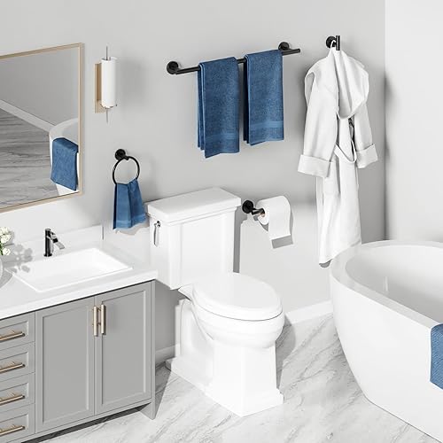 Miniatura 6 de USHOWER Juego de accesorios de baño negro mate, moderno juego de toallero de 24 pulgadas montado en la pared, juego de accesorios de baño de acero