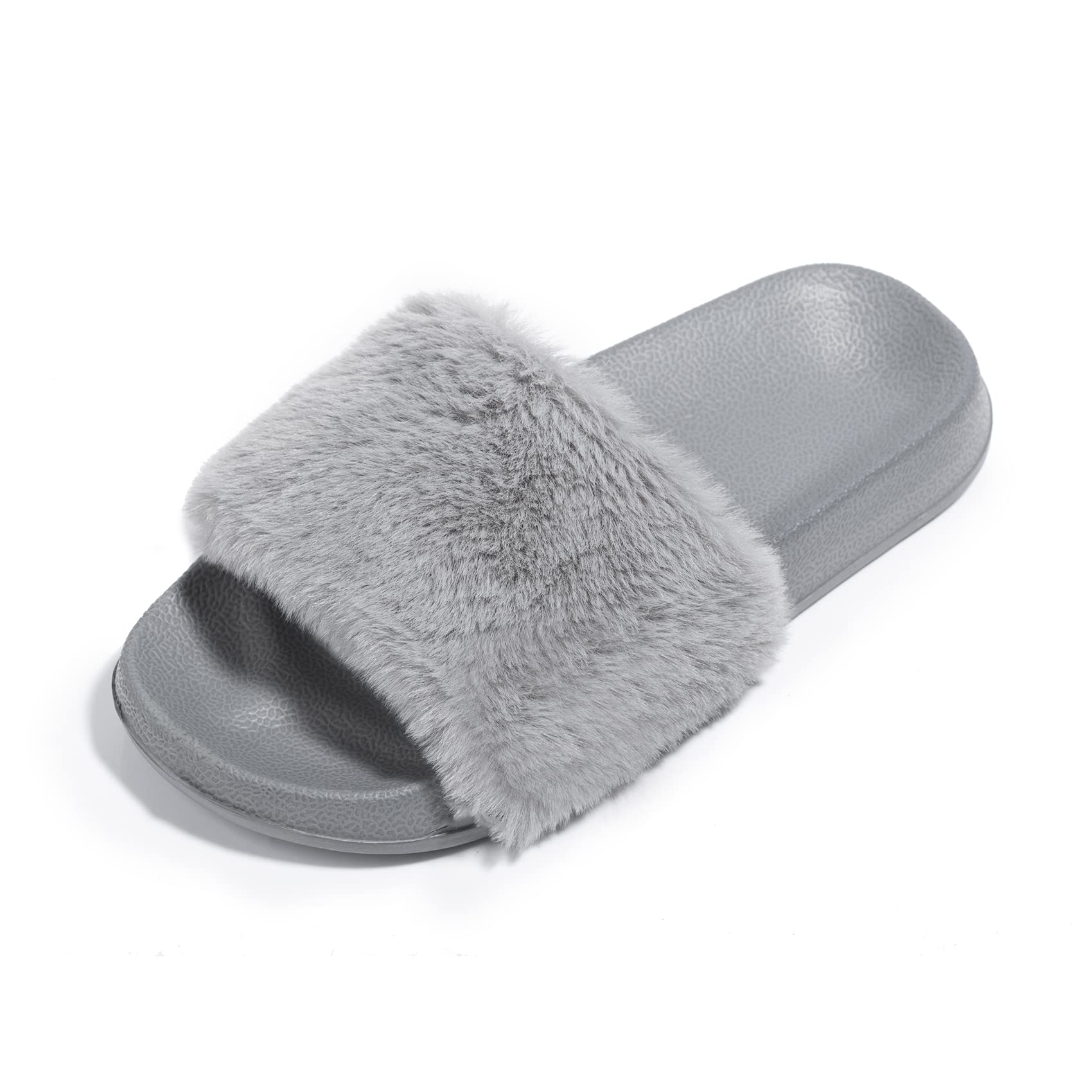 FITORY Girls Sandals Toddler, Faux Fur Slides with Elastic Back Strap Flats Shoes for Kids