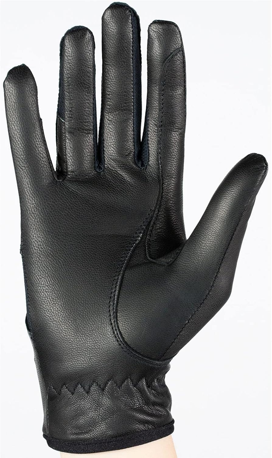 Horze Womens Leather Mesh Riding Gloves - Black - 10