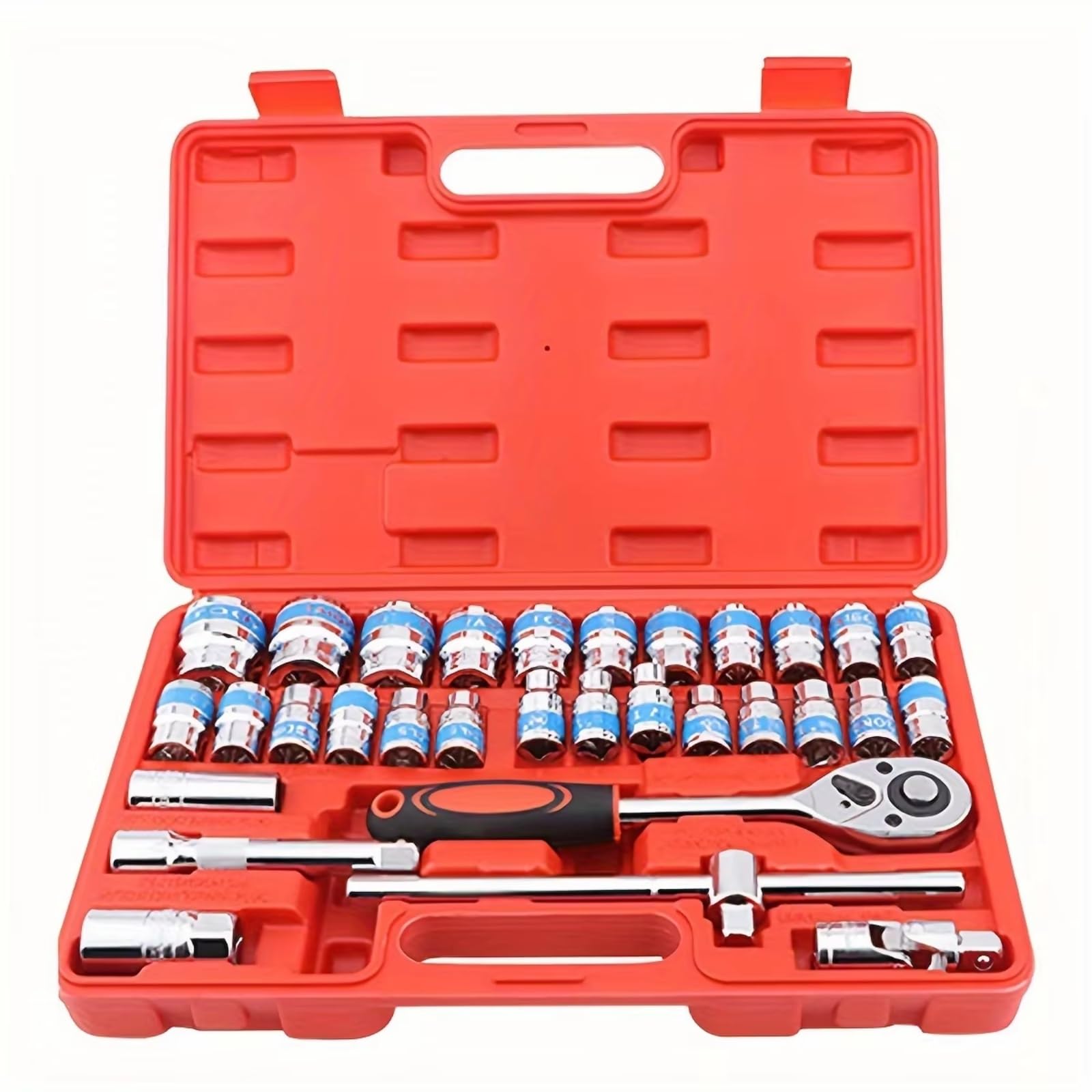 Kit di chiavi a cricchetto Set Di Strumenti Meccanici E Set Di Prese Da 32 Pezzi, Bussole Profonde E Standard Da 1/2" Set Di Chiavi A Cricchetto Kit Di Strumenti Meccanici