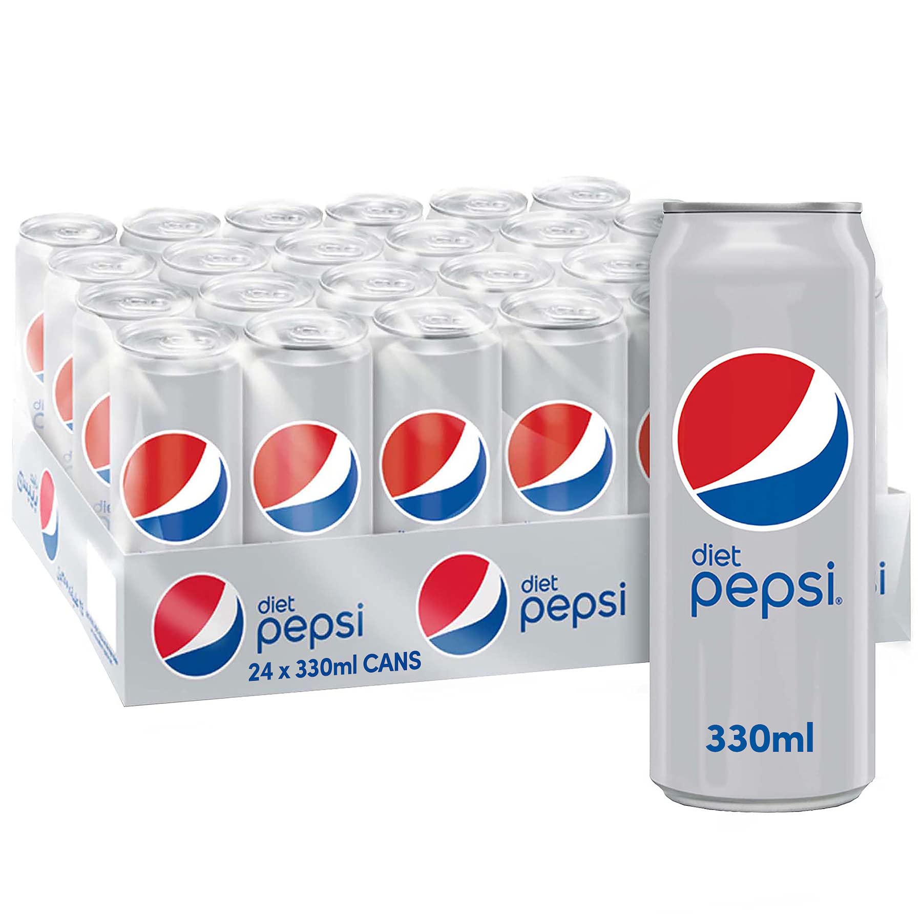 Diet Pepsi, Carbonated Soft Drink, Cans, 330 ml Pack of 24 Buy Online
