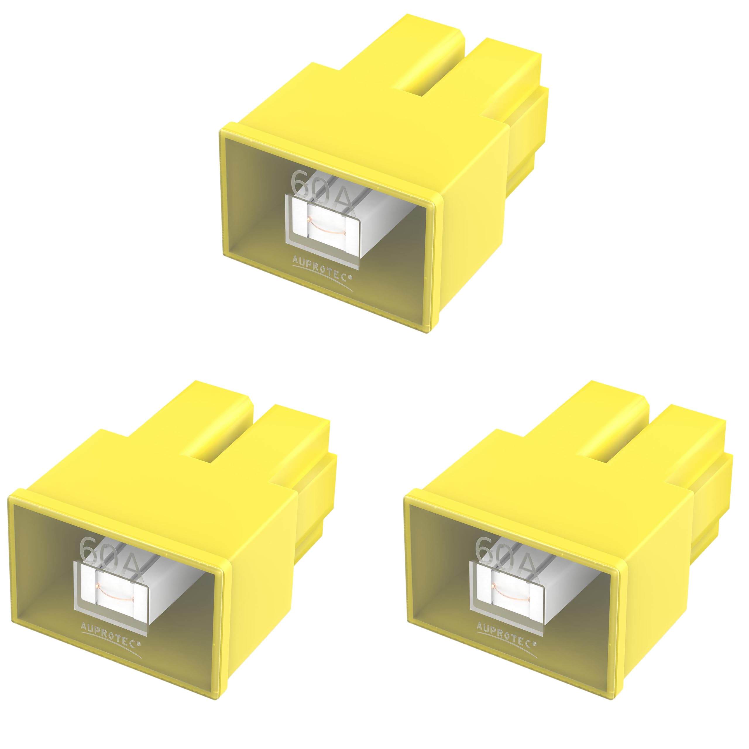 AUPROTEC Fuse Block Female PAL AS, OTO AS Japan 20-60 A, Choice: 60A amps, Yellow, 3 pieces