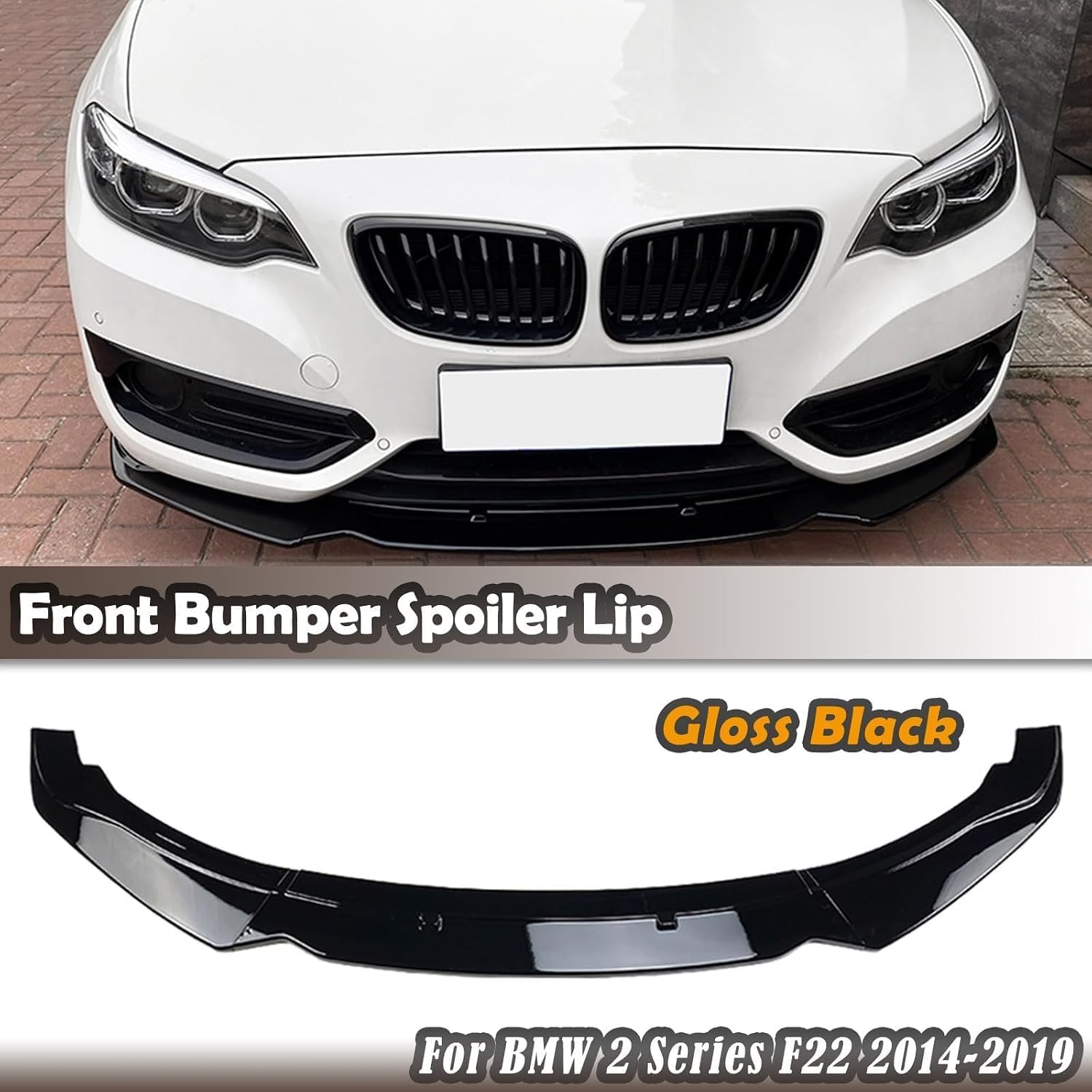 Splitter Delantero para BMW 2er F22 220i 2014-2019, Negro Brillante