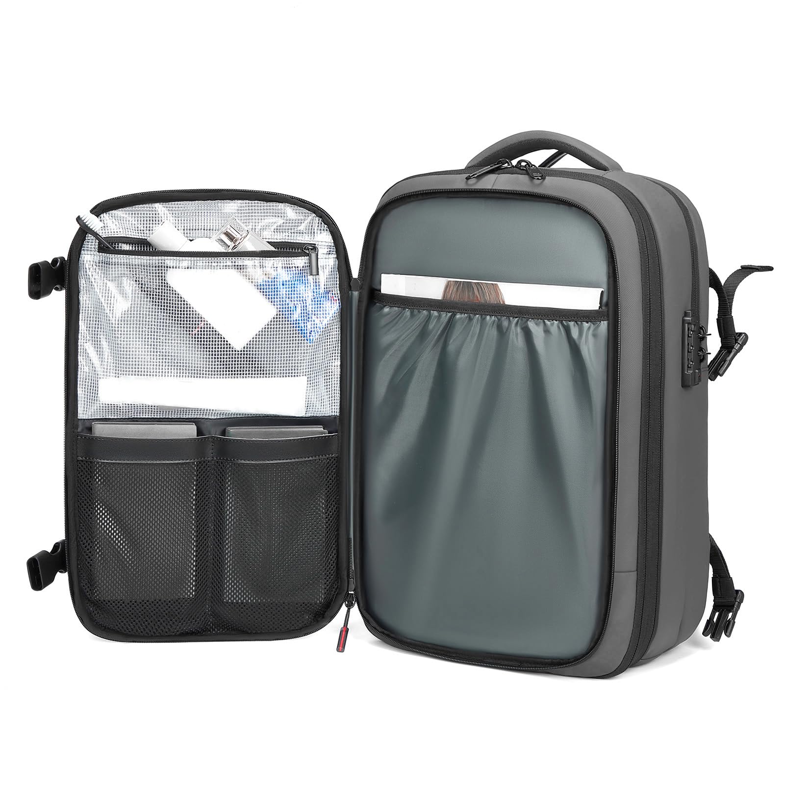 SIXRUN Zaino Espandibile Sottovuoto con Scomparto per Laptop per Affari, Viaggiatori e Fine Settimana (GREY)