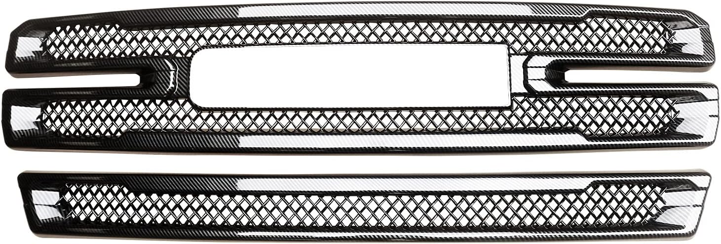 NINTE Grille Covers for 2019 2020 2021 2022 GMC Sierra 1500 SLT Only ABS Carbon Fiber Coating Front Bumper Hood Mesh Grill Cover（NOT the Replacement）