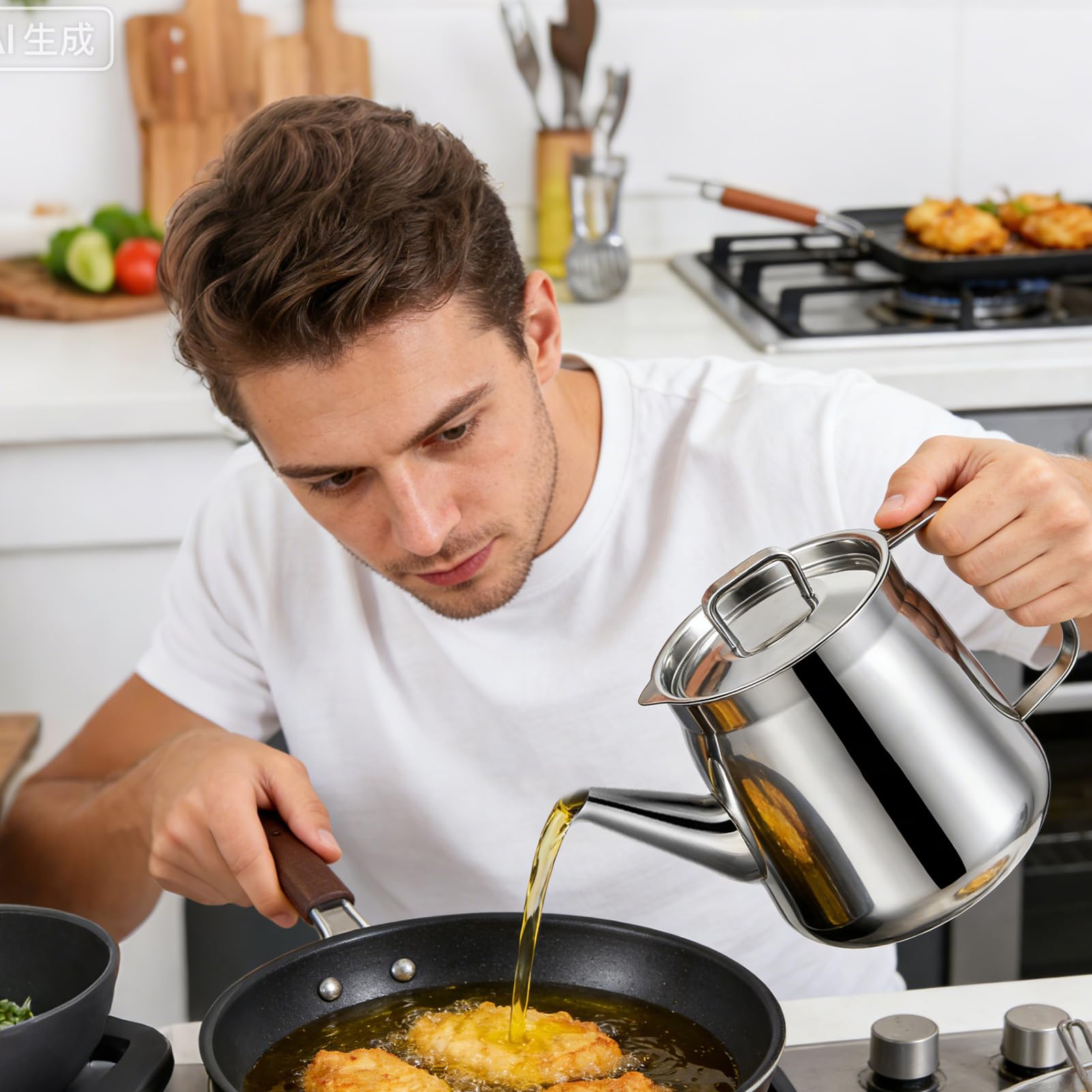 Récipient de stockage d'huile de cuisson divisé – Réservoir de graisse, réservoir culinaire pour tâches de cuisine, boîte de cuisine avec base antidérapante, équipement de salle à manger, support de