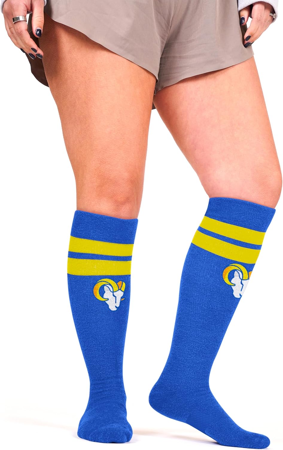 For Bare Feet NFL LOS ANGELES RAMS Cozy Feather Compression Varsity Stripe Team Color Large/Extra Large - Image 2