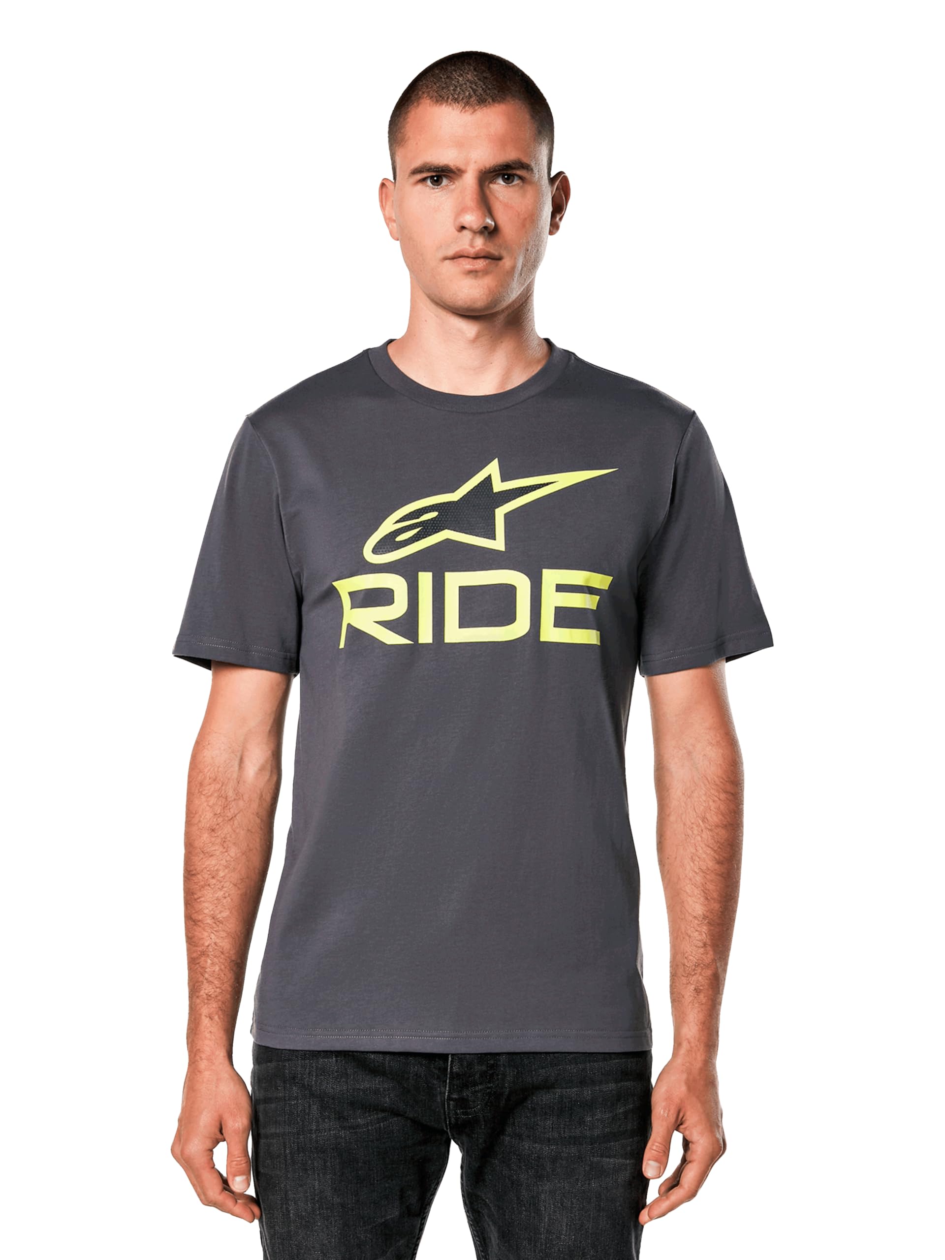 Alpinestars Men's Charcoal/Lime/Black Ride 4.0 Csf Short Sleeve T-Shirt M