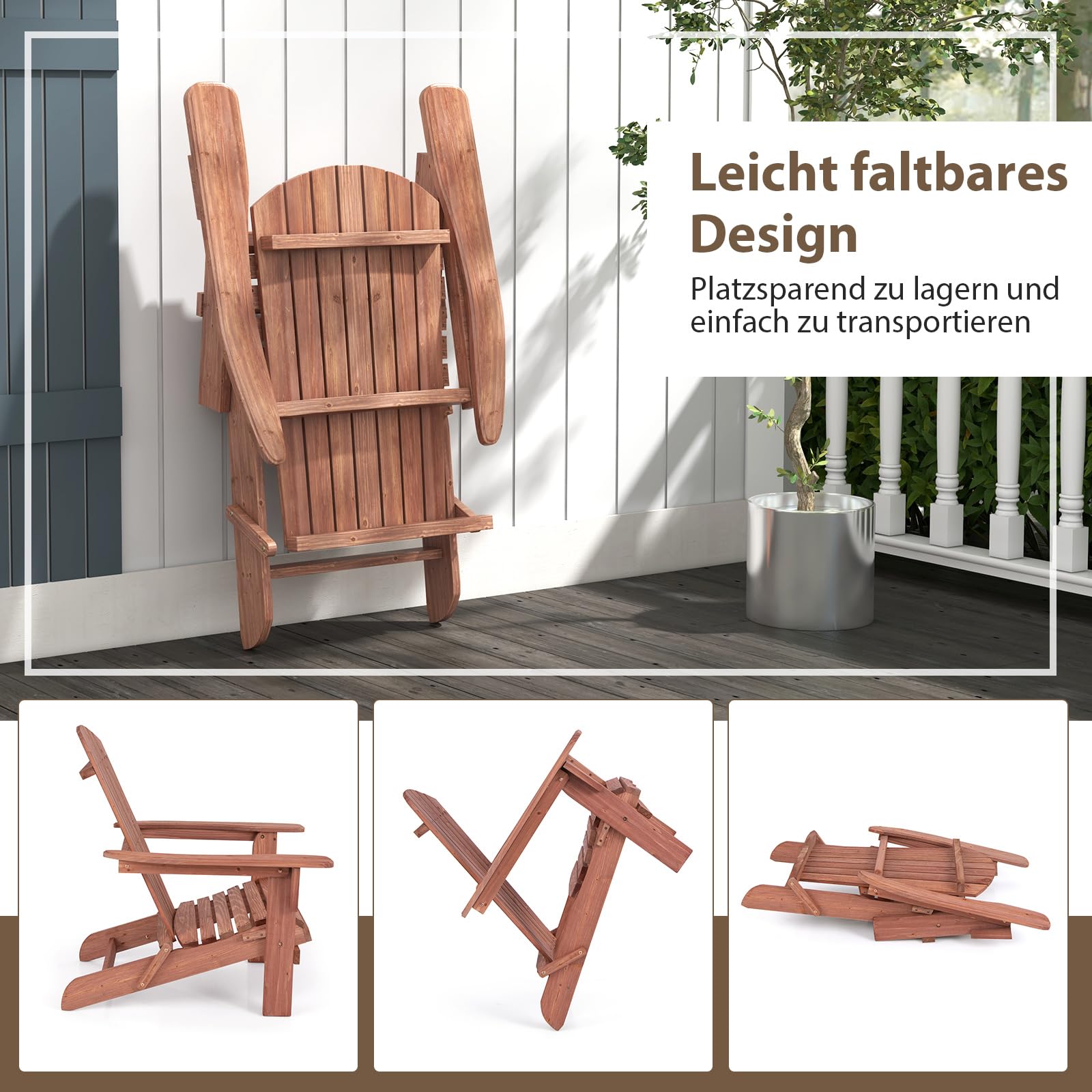 GOPLUS Adirondack Adirondack Chair, 1-delige set, inklapbaar
