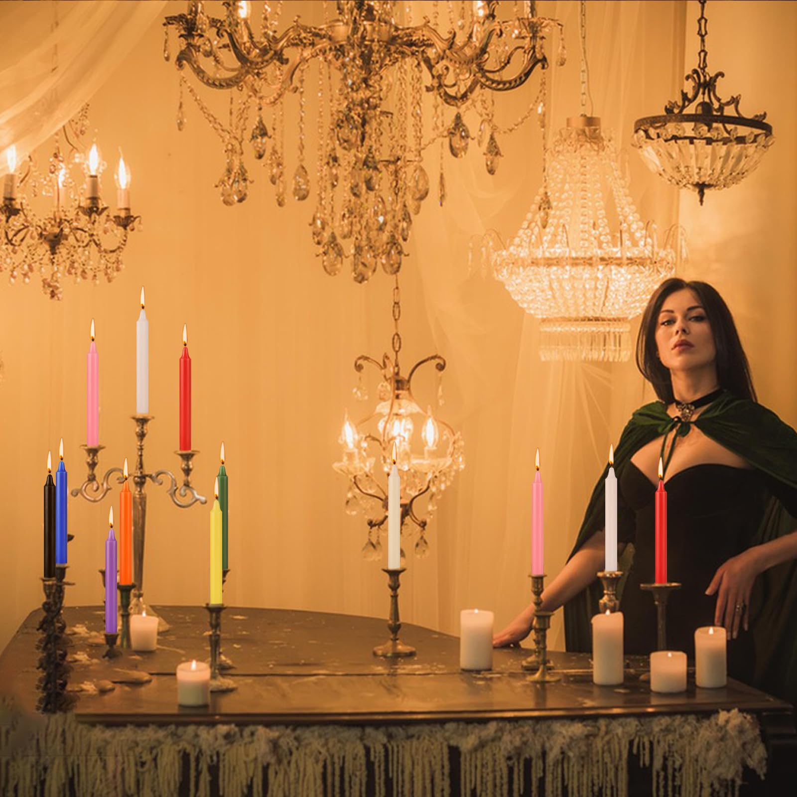 Spell Candles 100 Pack Bulk - 4 Inch Colored Mini Taper Candles for Rituals, Witchcraft & Wiccan Altar, Unscented Candles Compatible with Chime Holders, Prayer, Meditation, Birthday Decor